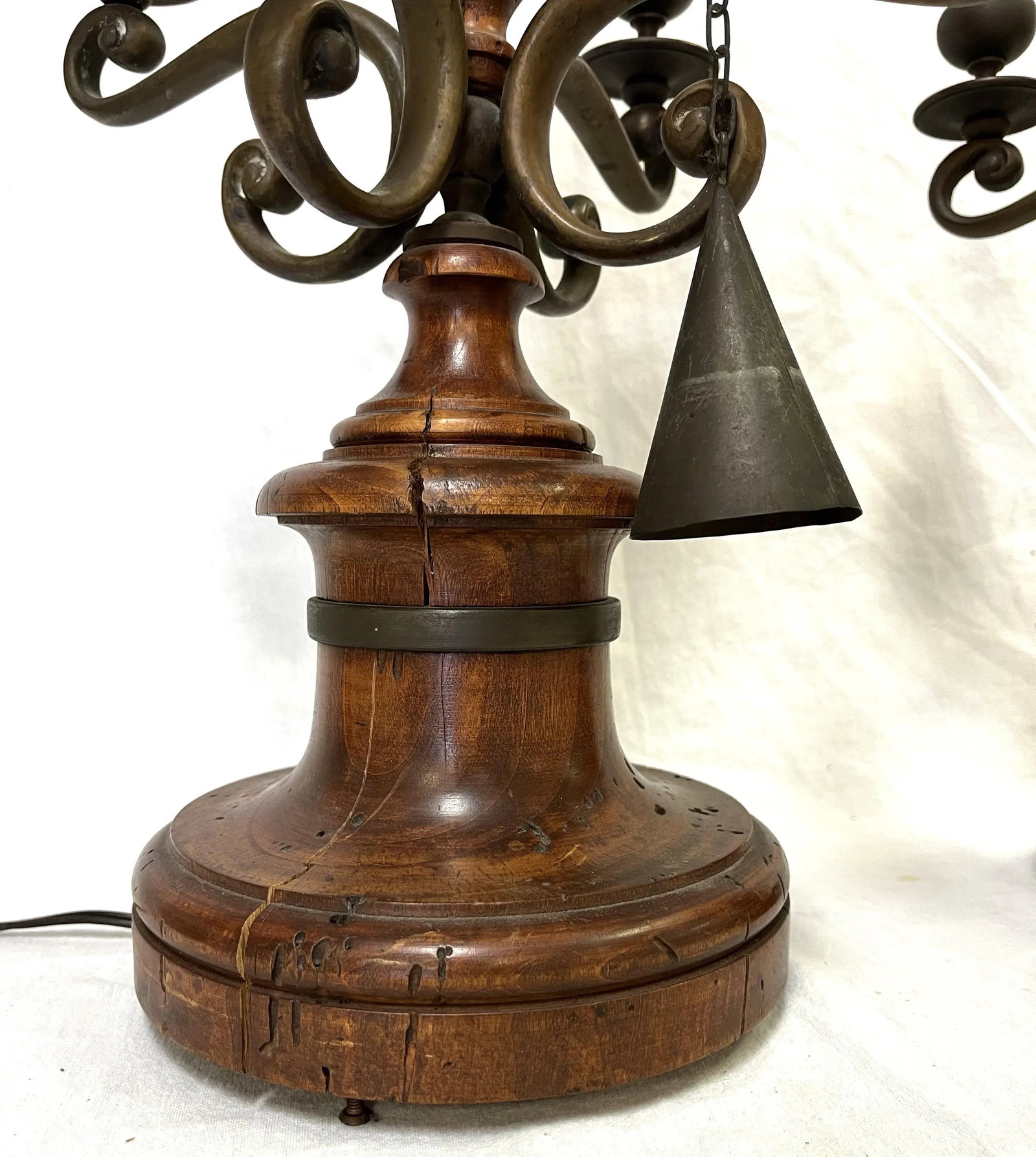 Vintage Chapman Italian Turned Wood With Bronze Candelabra Made Into Lamps- a Pair - 3