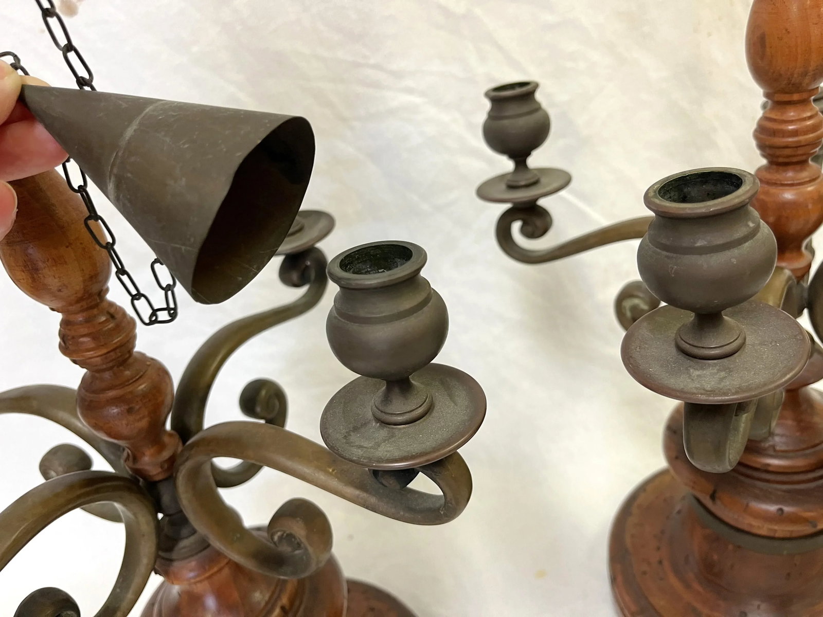 Vintage Chapman Italian Turned Wood With Bronze Candelabra Made Into Lamps- a Pair - 7