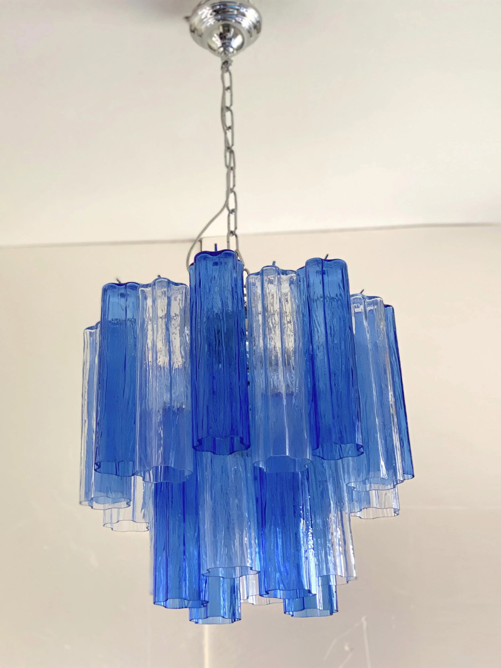 Contemporary Sky- Blue and Blue "Tronchi" Murano Glass Sputnik Chandelier - 2