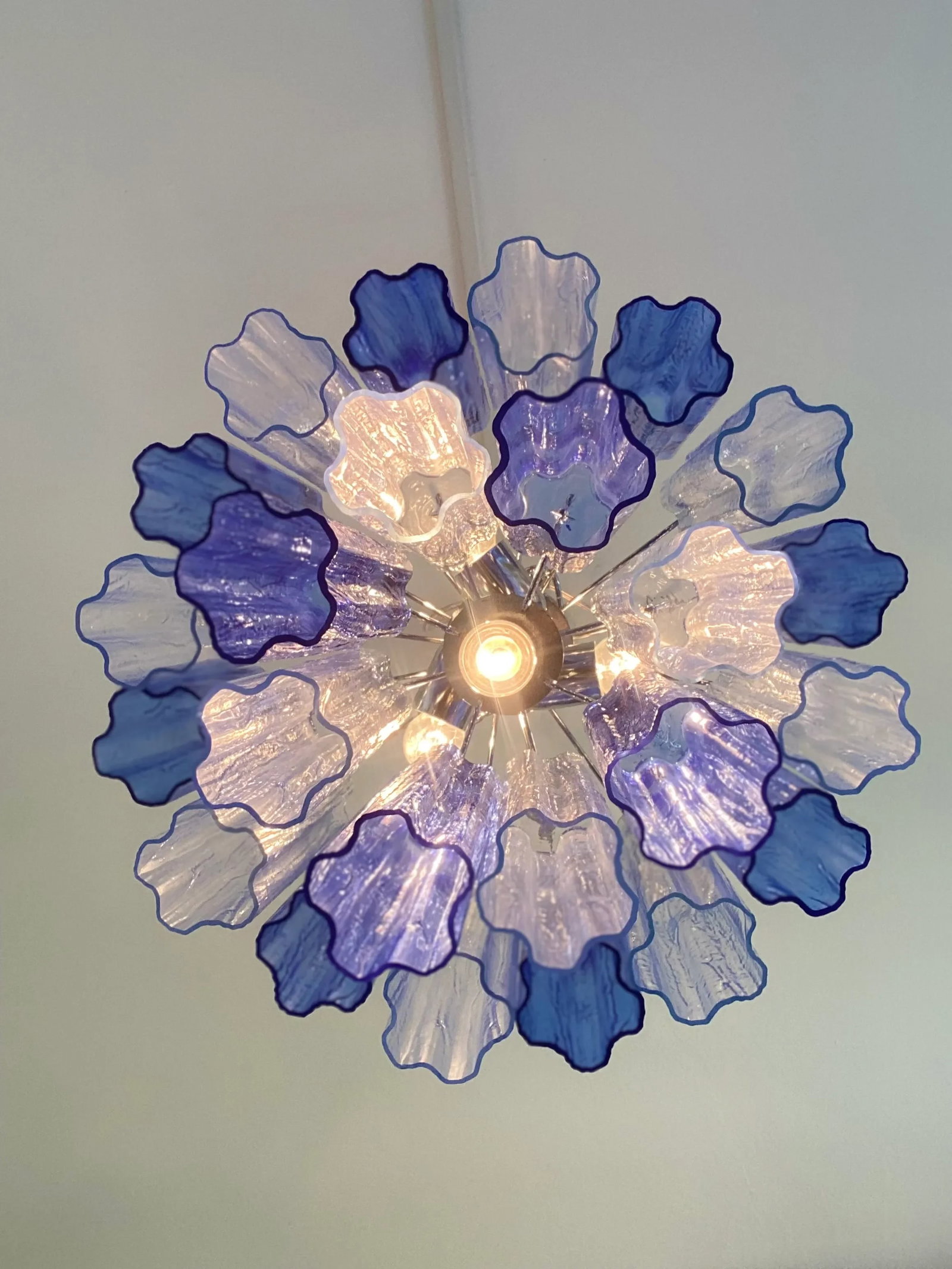 Contemporary Sky- Blue and Blue "Tronchi" Murano Glass Sputnik Chandelier - 7