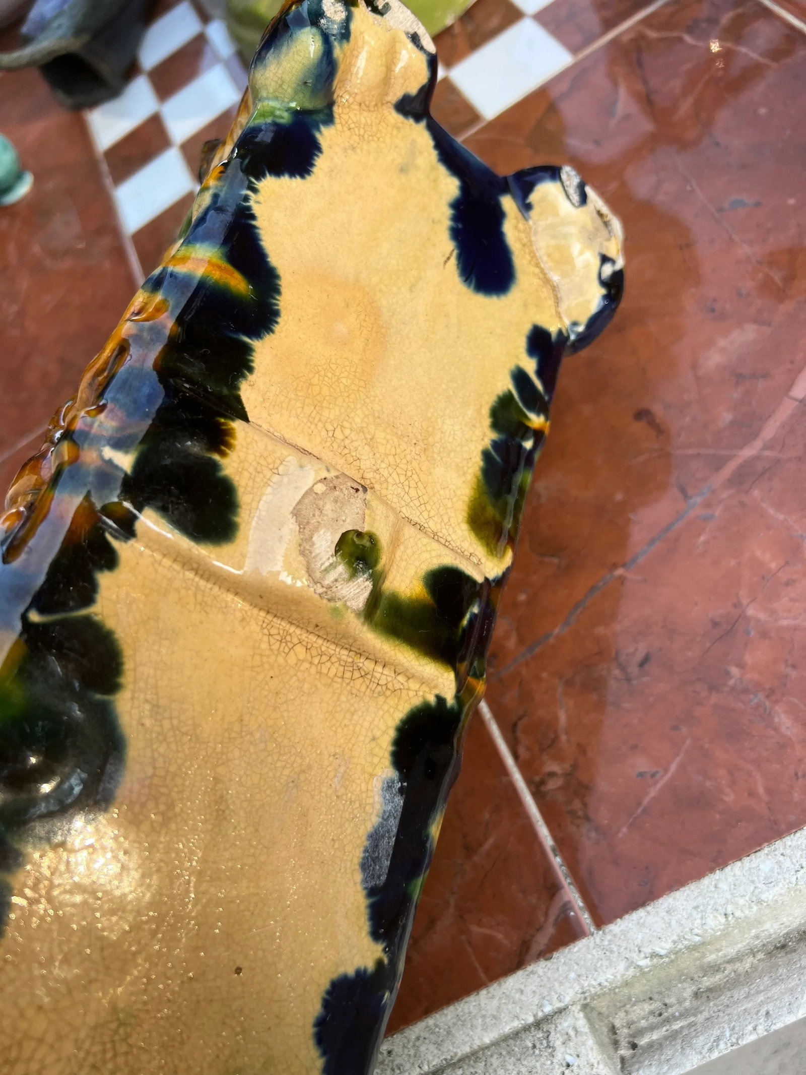 1970s Majolica Style Ceramic Rectangular Planter - 3