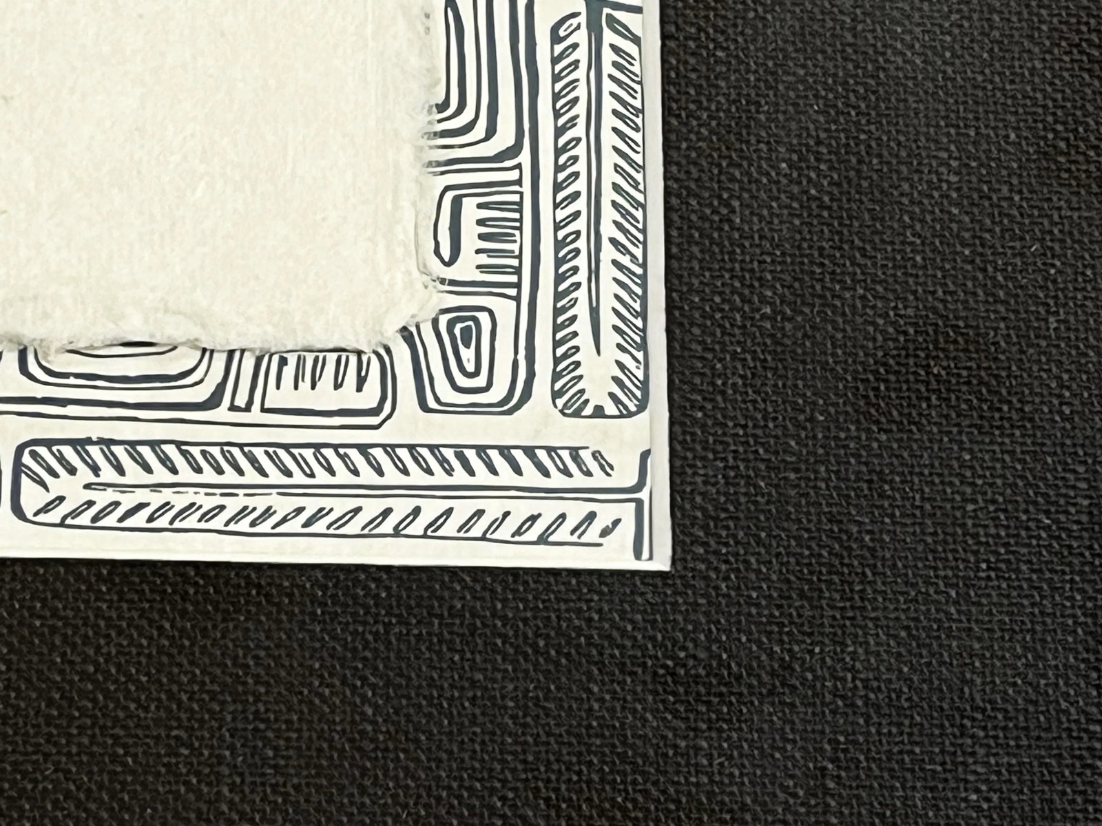 Vintage Keith Haring Style Tribal Tattoo Art Lithograph on Tapa Cloth - 5