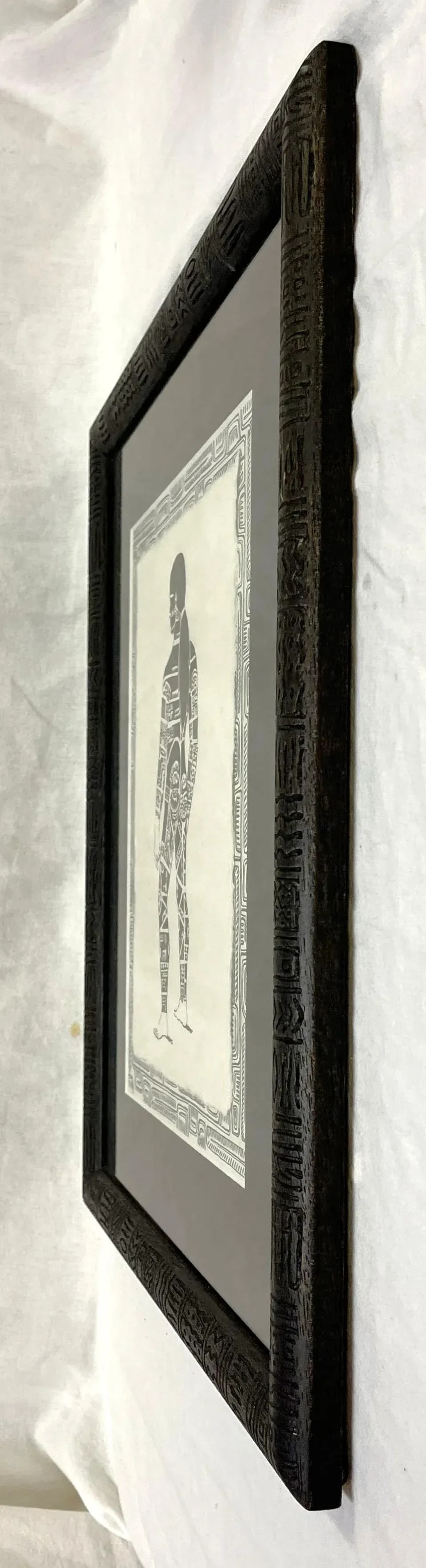 Vintage Keith Haring Style Tribal Tattoo Art Lithograph on Tapa Cloth - 6