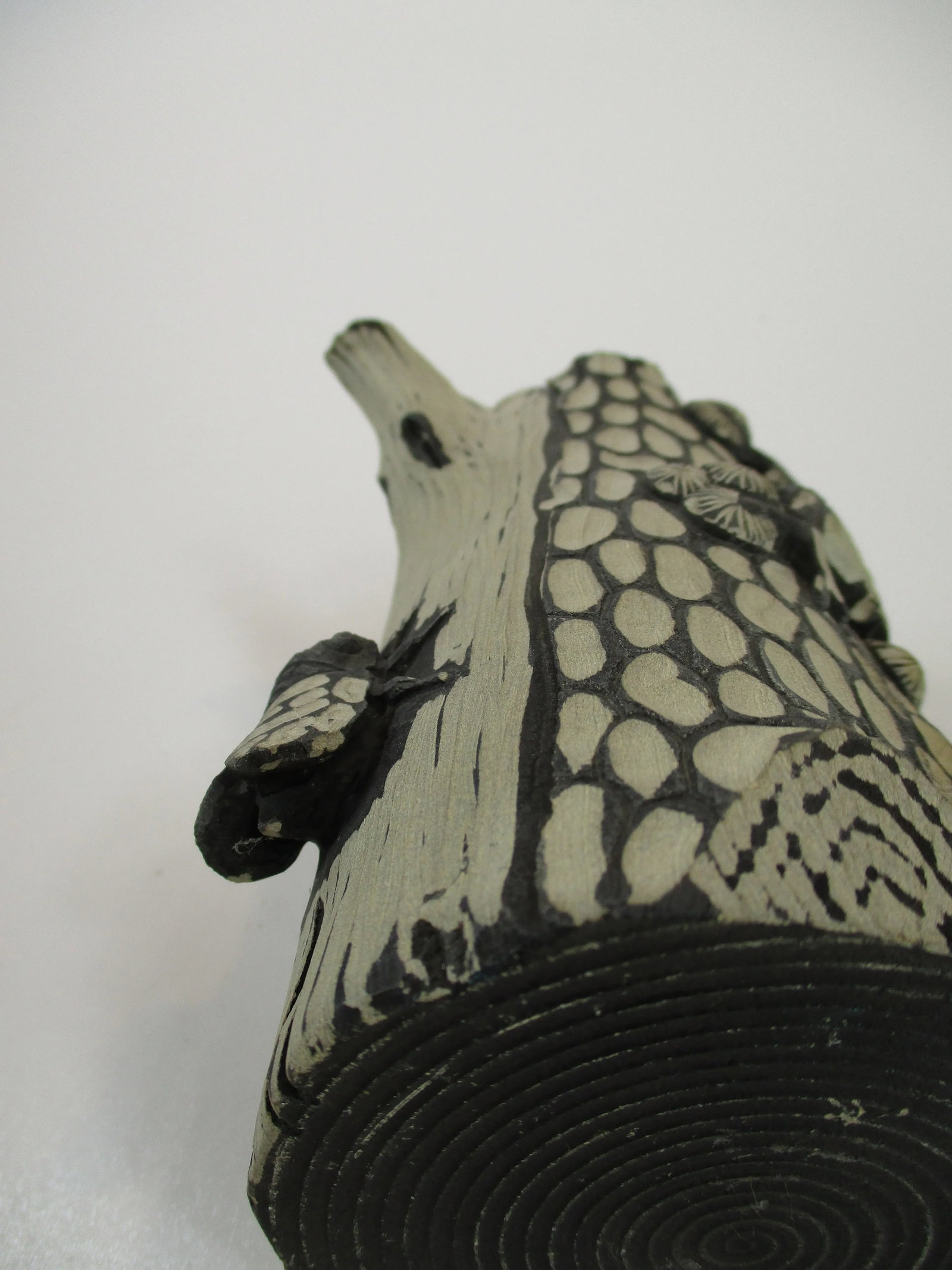 Vintage Chinese Yixing Zisha Handmade Pottery Segment Mud Clay Tree Trunk Bug Tea Pot - 4