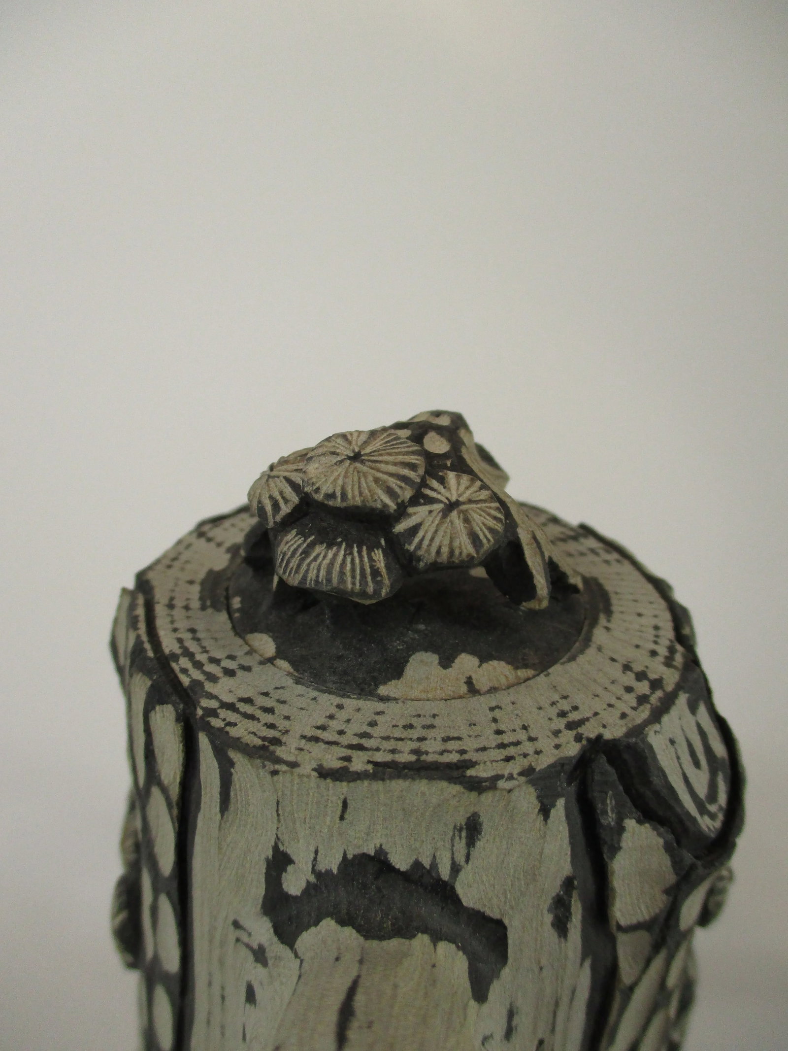 Vintage Chinese Yixing Zisha Handmade Pottery Segment Mud Clay Tree Trunk Bug Tea Pot - 7
