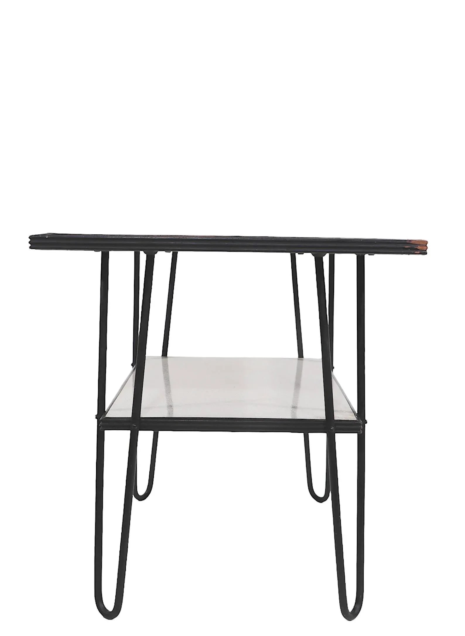 Mid Century Two Tier Hairpin Leg Side End Table With Formica Tops - 4