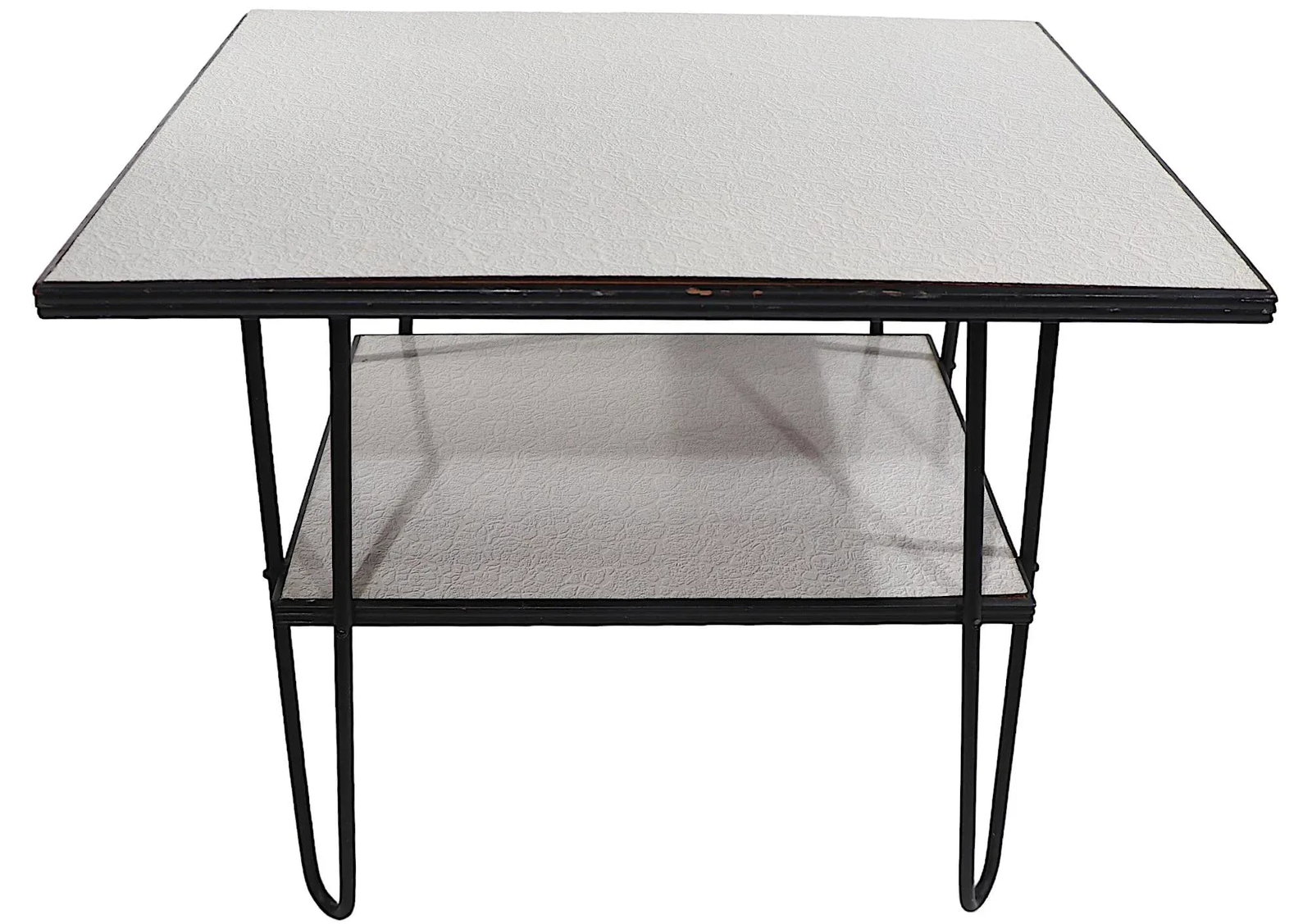 Mid Century Two Tier Hairpin Leg Side End Table With Formica Tops - 5