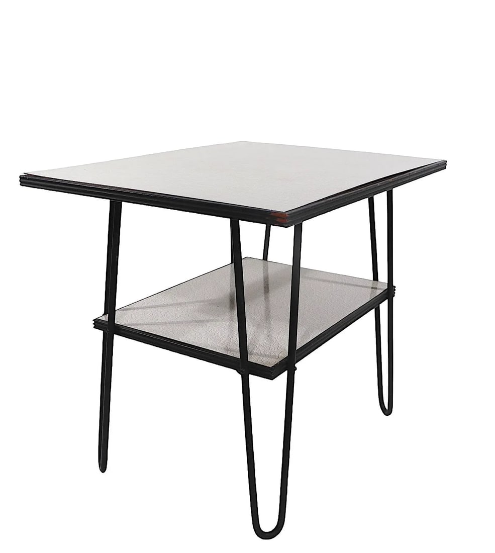 Mid Century Two Tier Hairpin Leg Side End Table With Formica Tops - 6