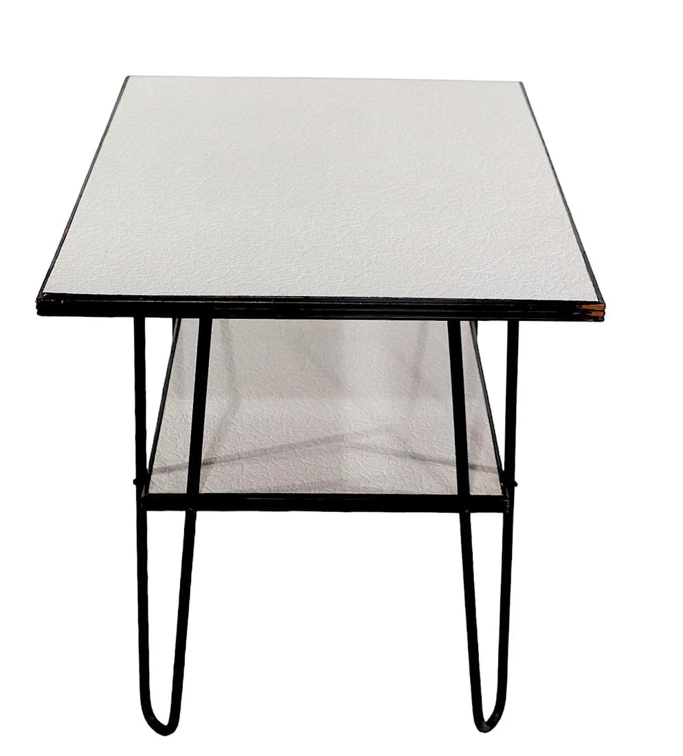 Mid Century Two Tier Hairpin Leg Side End Table With Formica Tops - 7