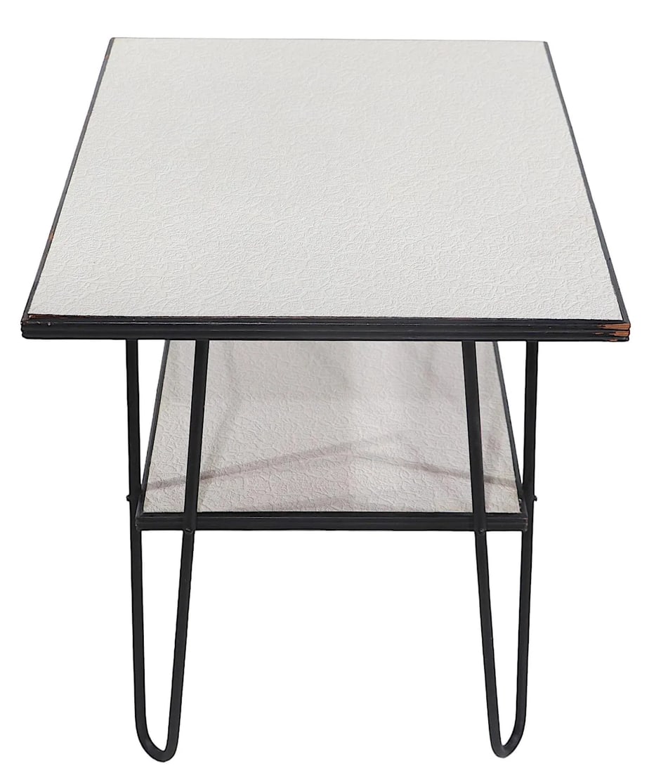 Mid Century Two Tier Hairpin Leg Side End Table With Formica Tops - 8