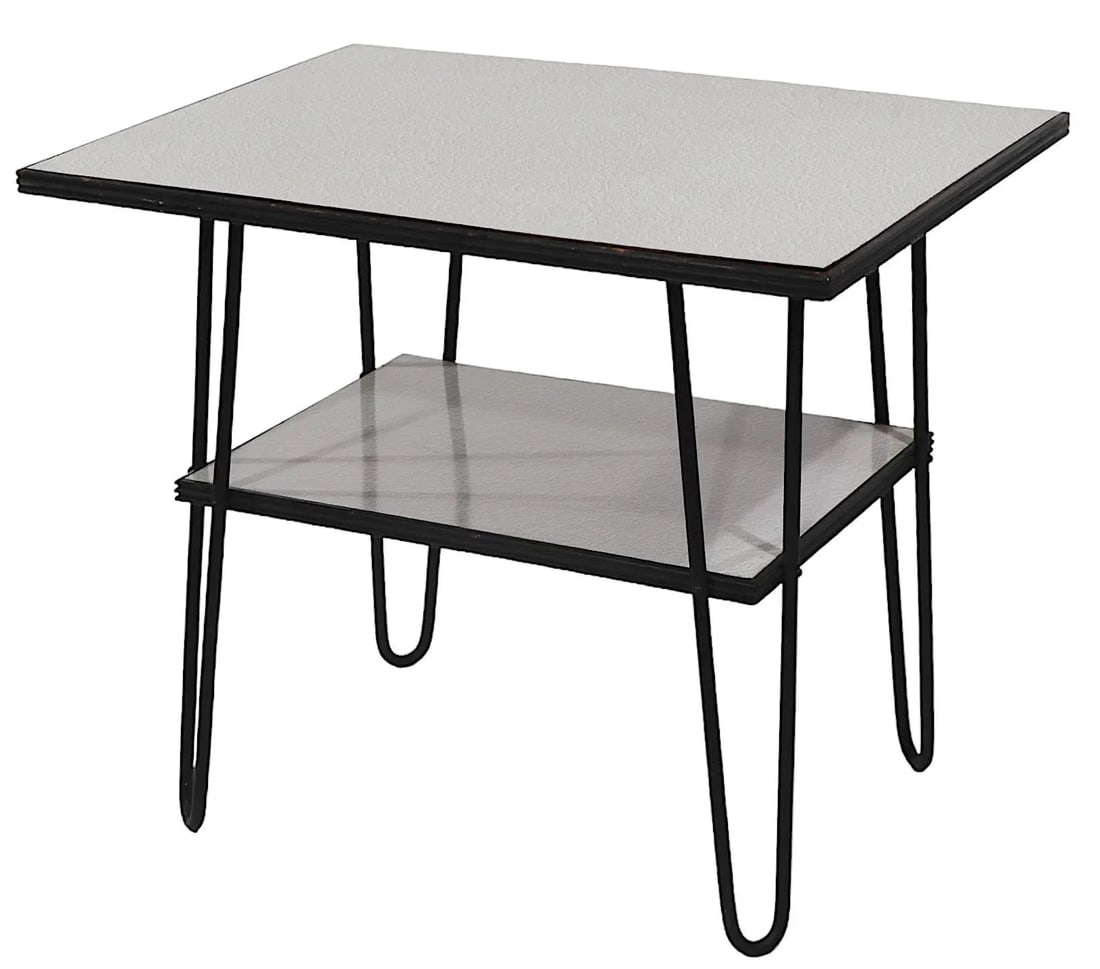 Mid Century Two Tier Hairpin Leg Side End Table With Formica Tops - 9