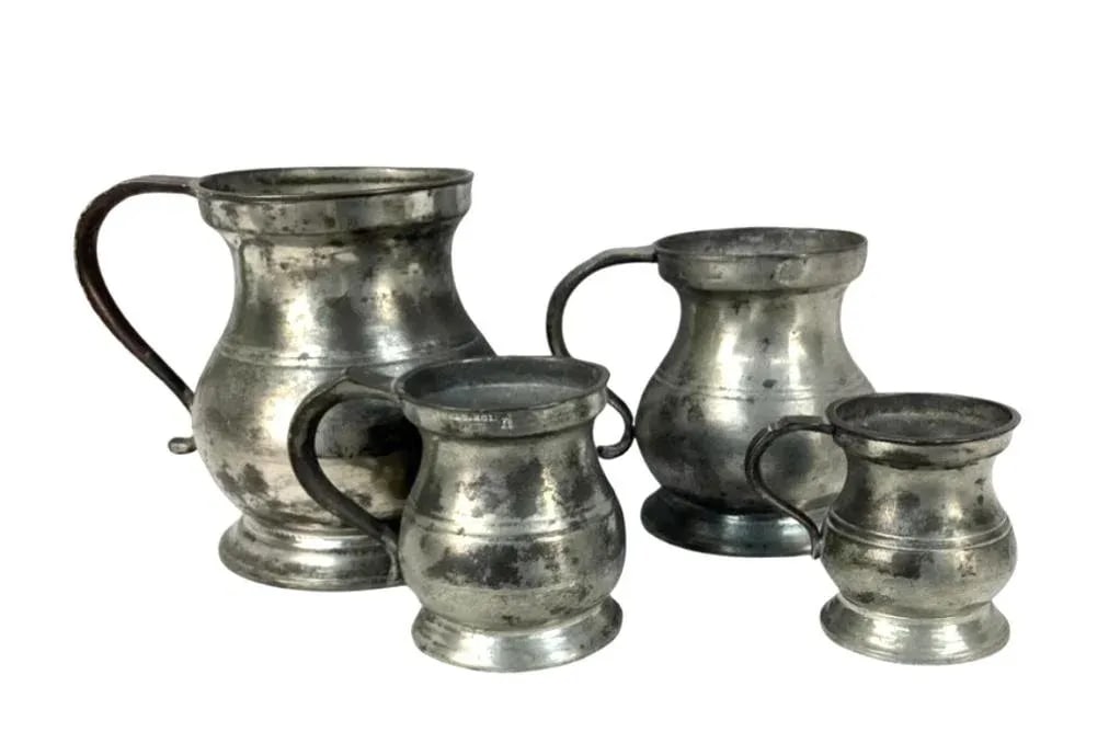 Set of Four Yates & Birch English Pewter Graduated Pitchers - 2