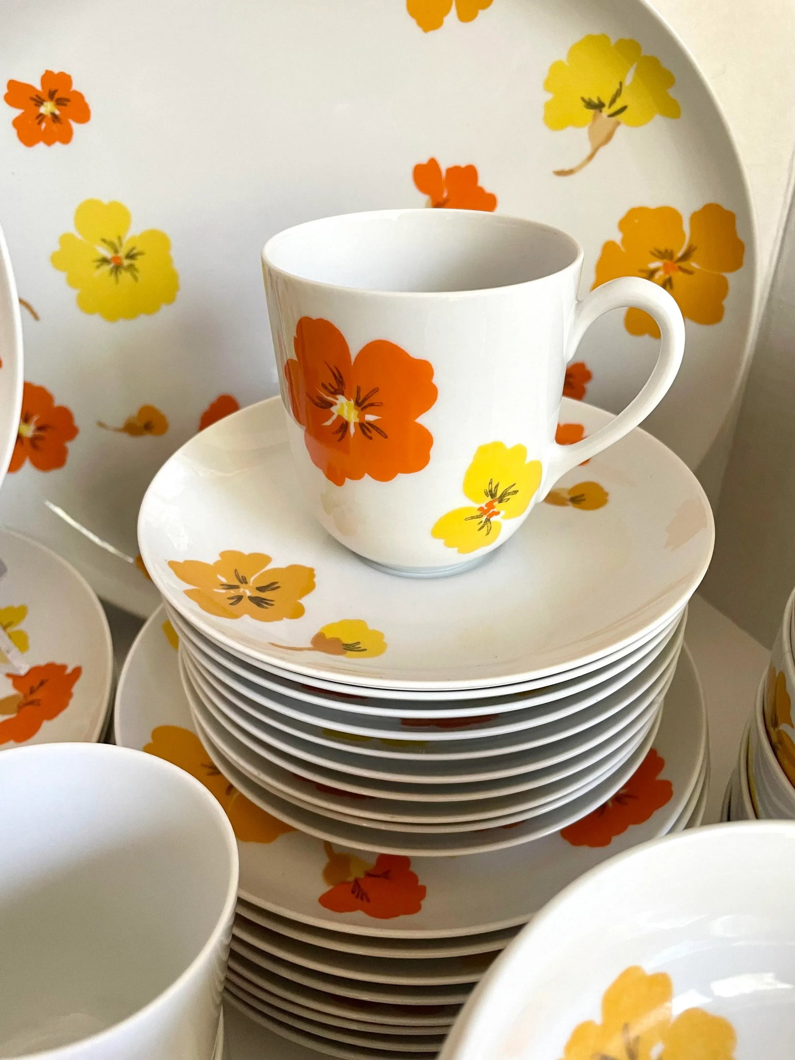 1960's Suisse Switzerland "Lugano" Porcelain Floral Dinnerware Set - 2
