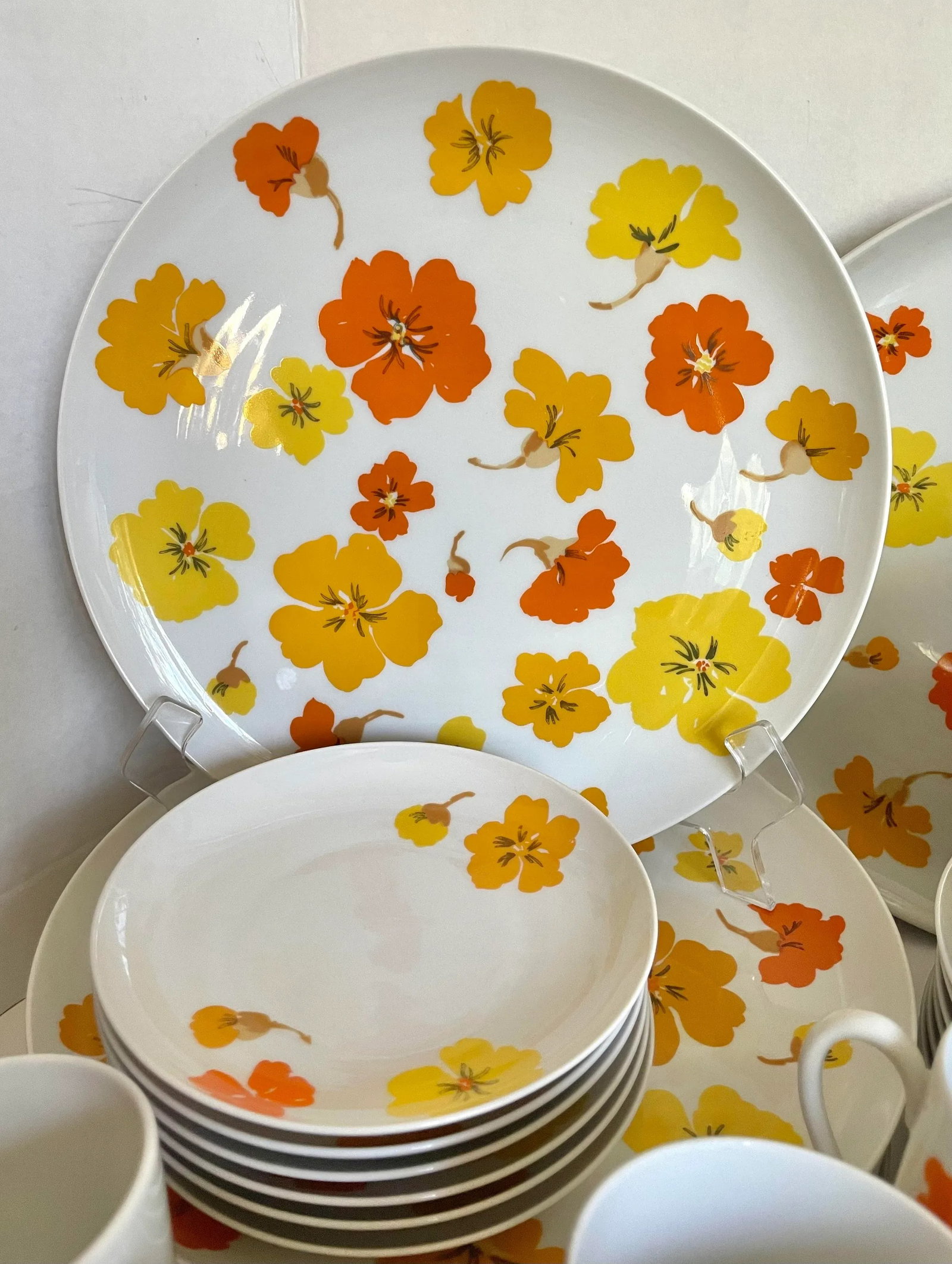 1960's Suisse Switzerland "Lugano" Porcelain Floral Dinnerware Set - 3
