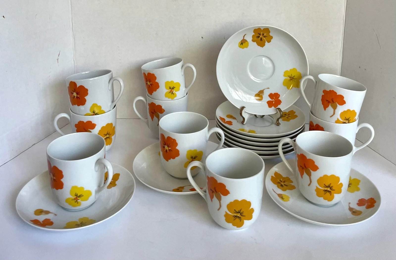 1960's Suisse Switzerland "Lugano" Porcelain Floral Dinnerware Set - 4