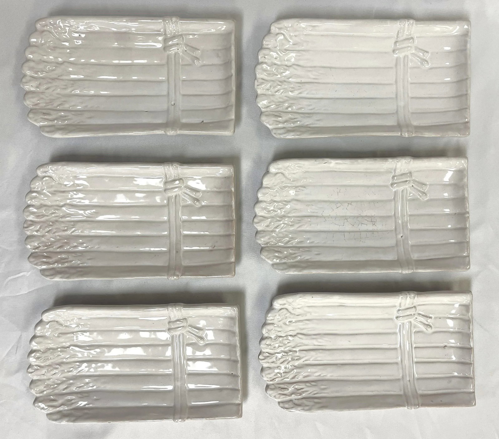 Vintage Majolica Ed Langbein Collectible Asparagus Dishes Made in Italy- Set of 6 - 9