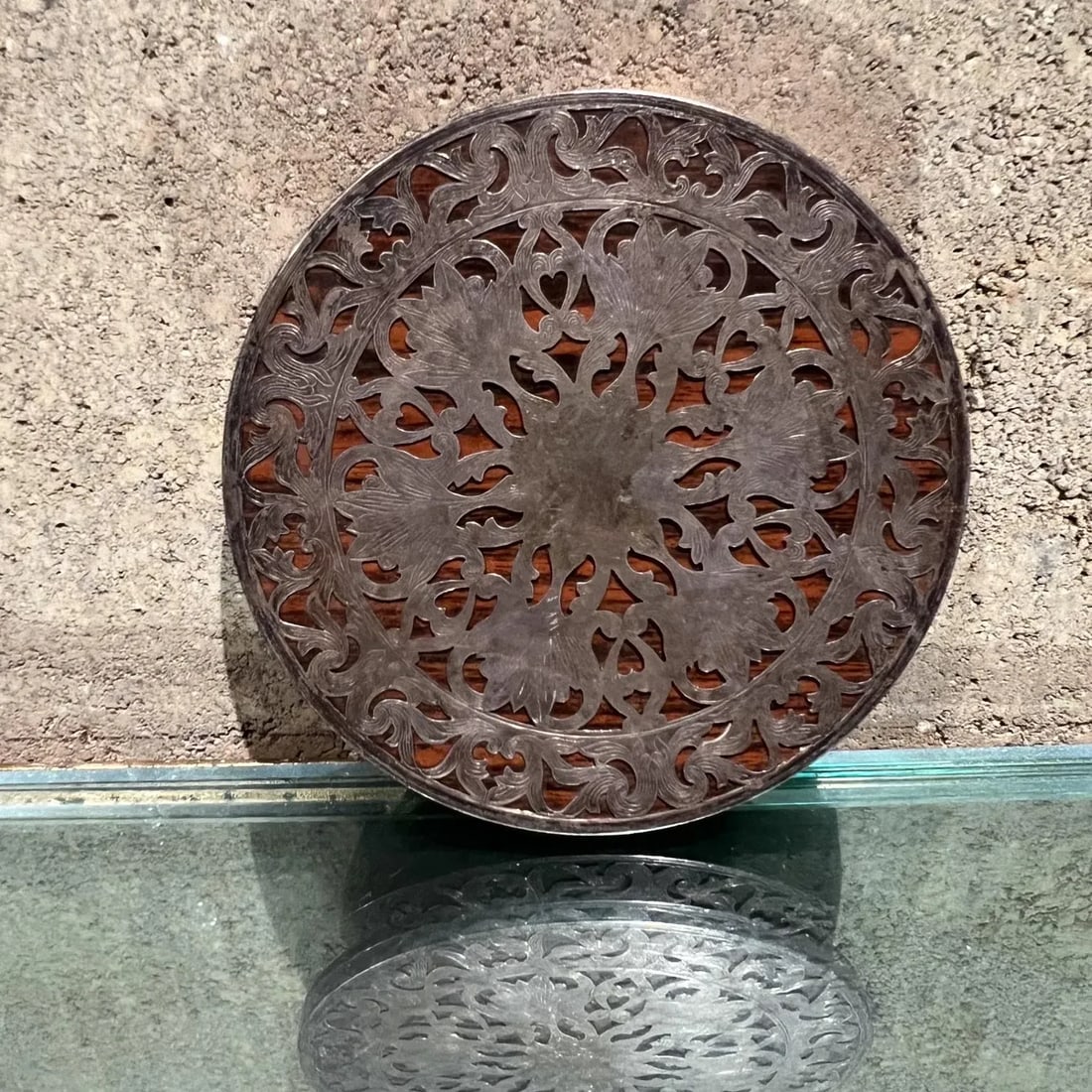 1950s Web Sterling Silver Embellished Trivet Hot Plate - 5