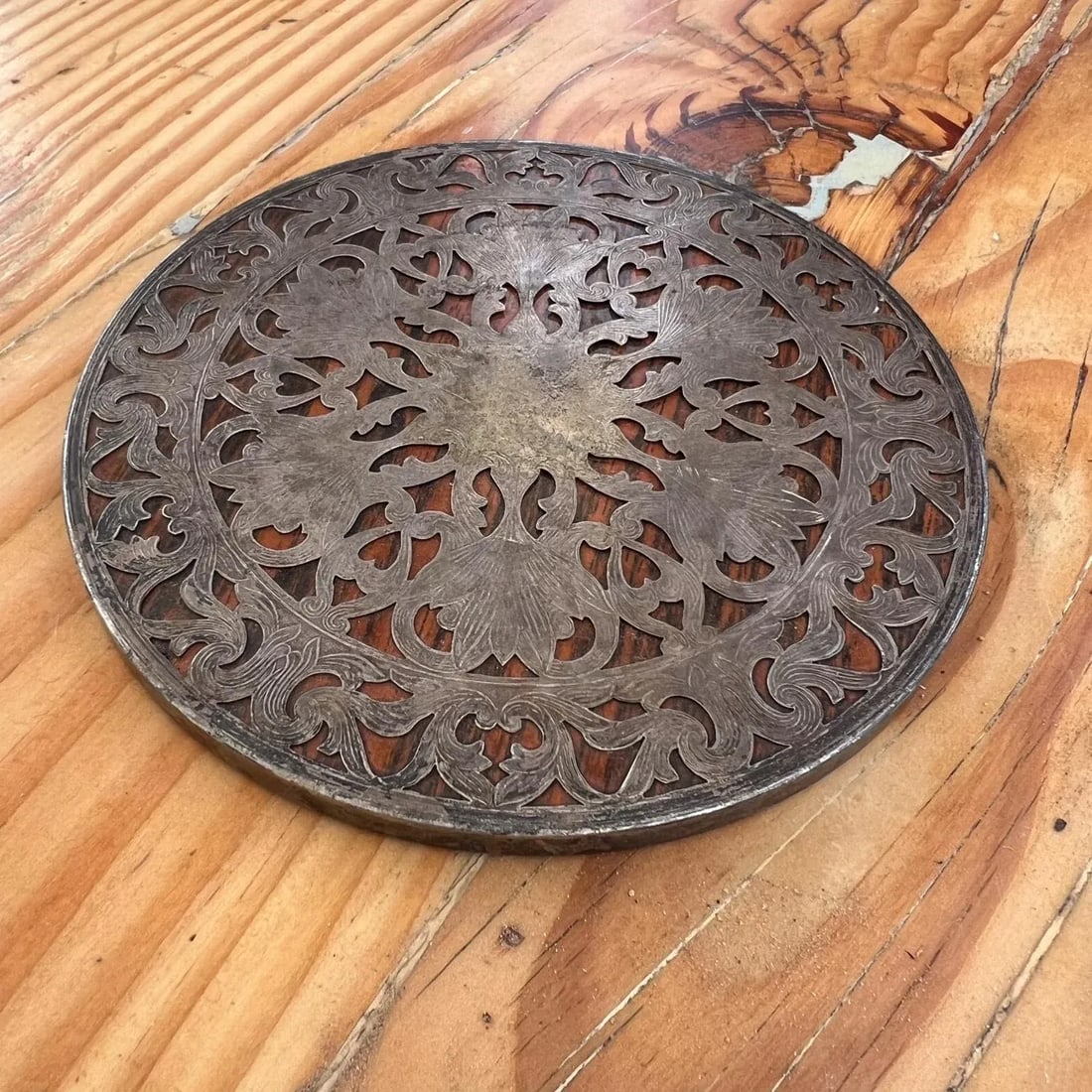 1950s Web Sterling Silver Embellished Trivet Hot Plate - 6