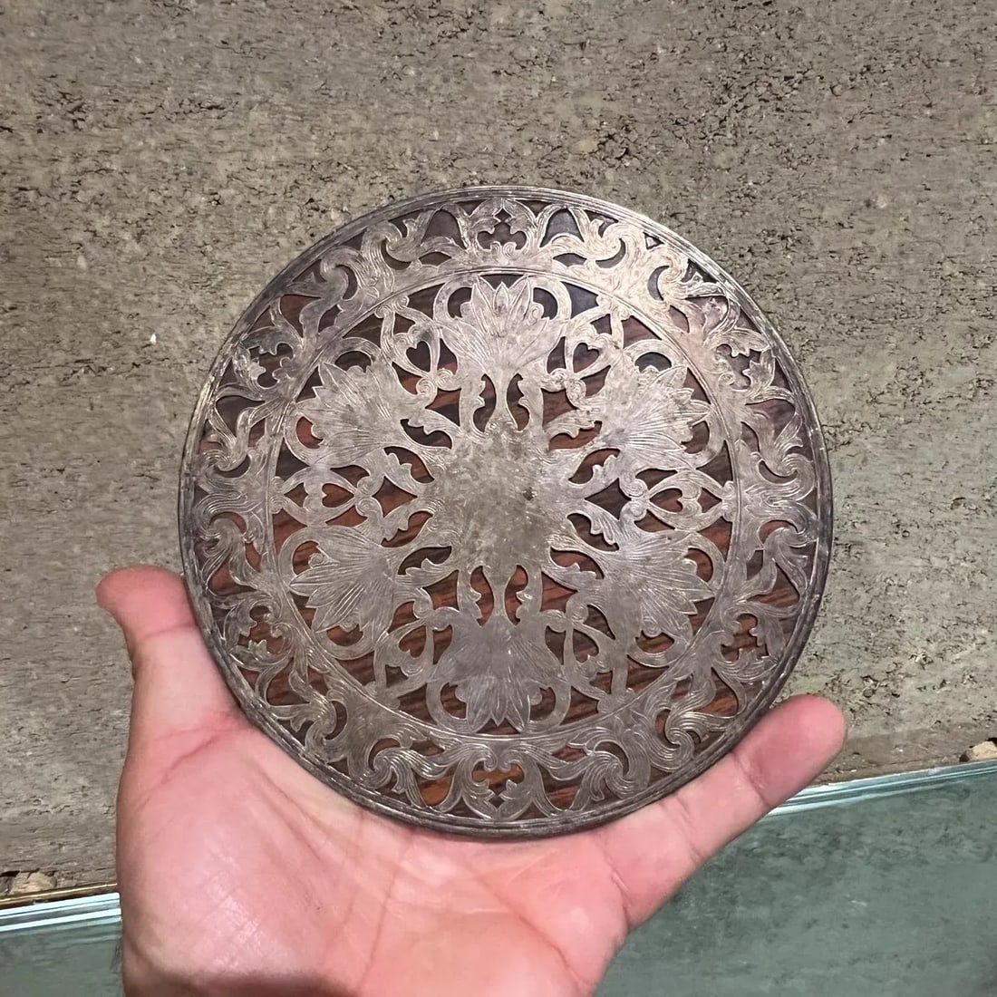 1950s Web Sterling Silver Embellished Trivet Hot Plate - 8