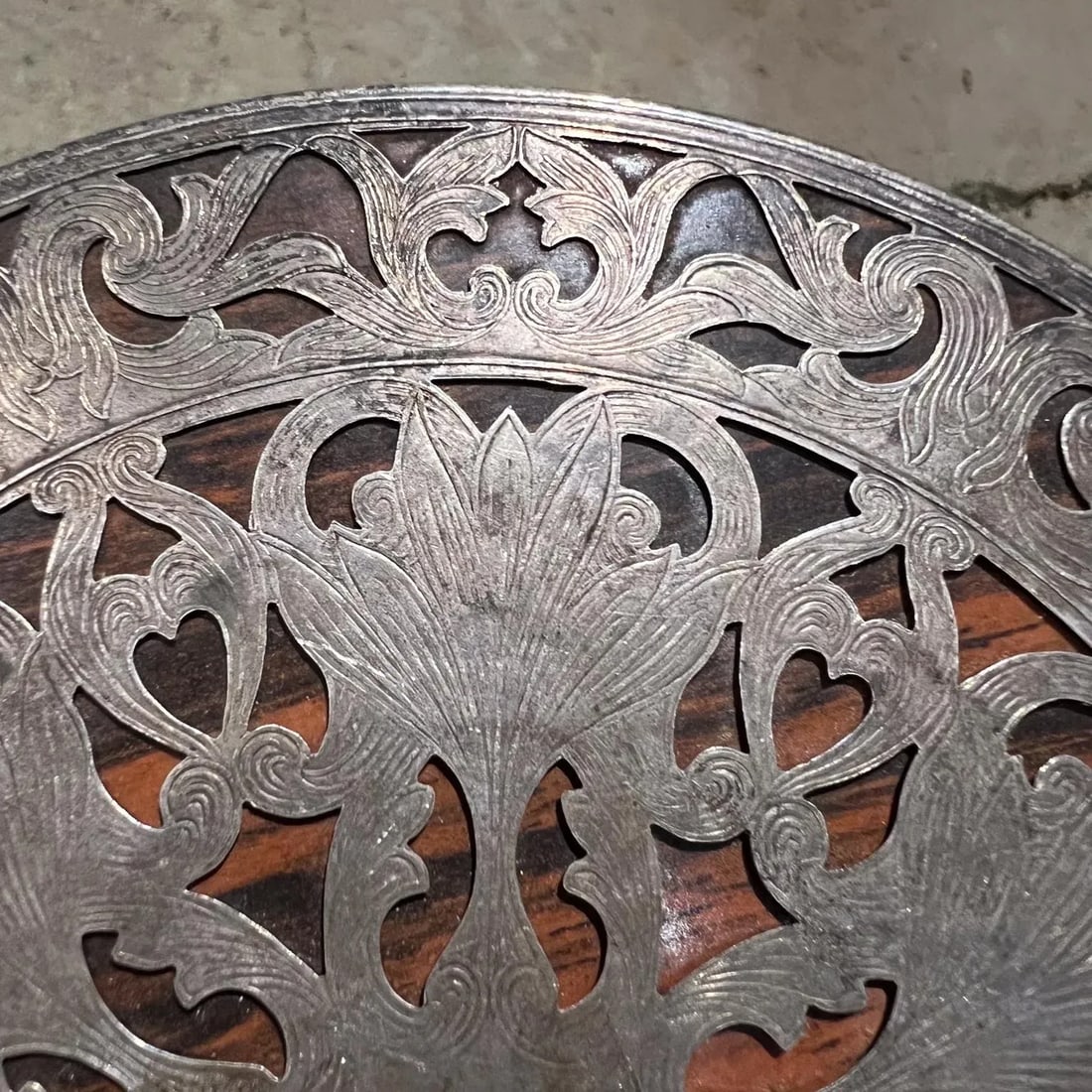 1950s Web Sterling Silver Embellished Trivet Hot Plate - 9