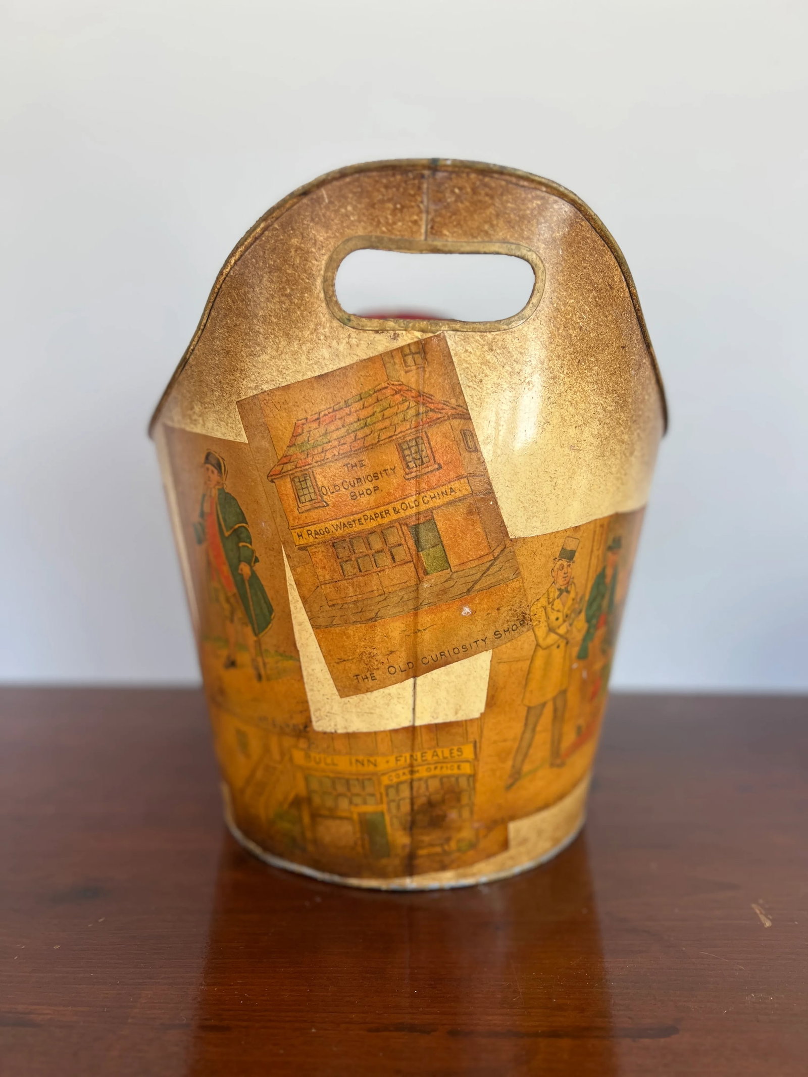 Vintage Mr Pickwick & His Friends Tole Bucket or Trash Can - 2