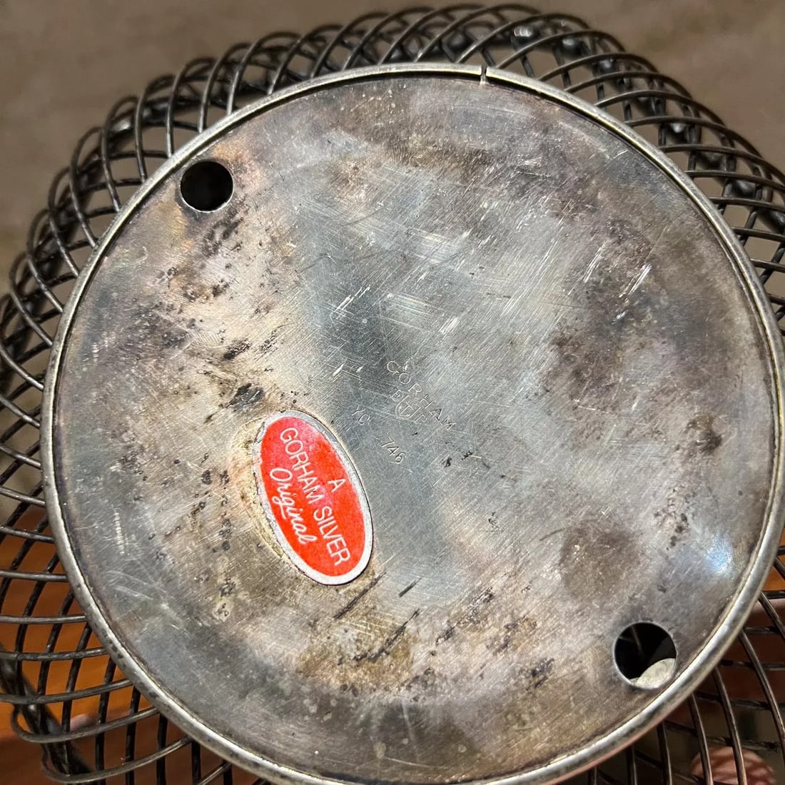 1960s Gorham Original Silver Bowl Wire Basket - 7