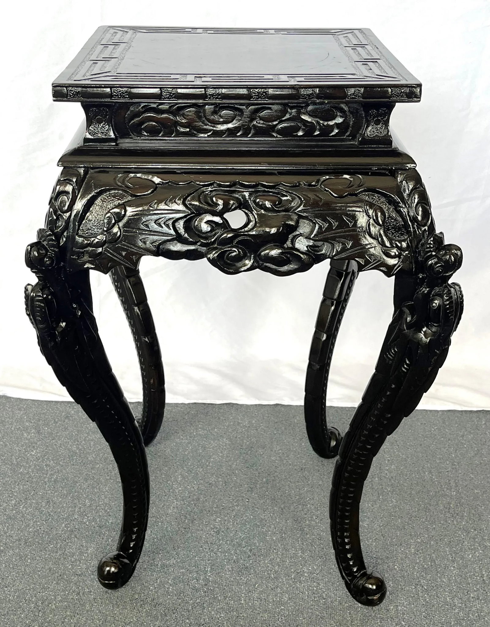 Antique Asian Carved Rosewood Jardiniere/ Plant Stand - 2