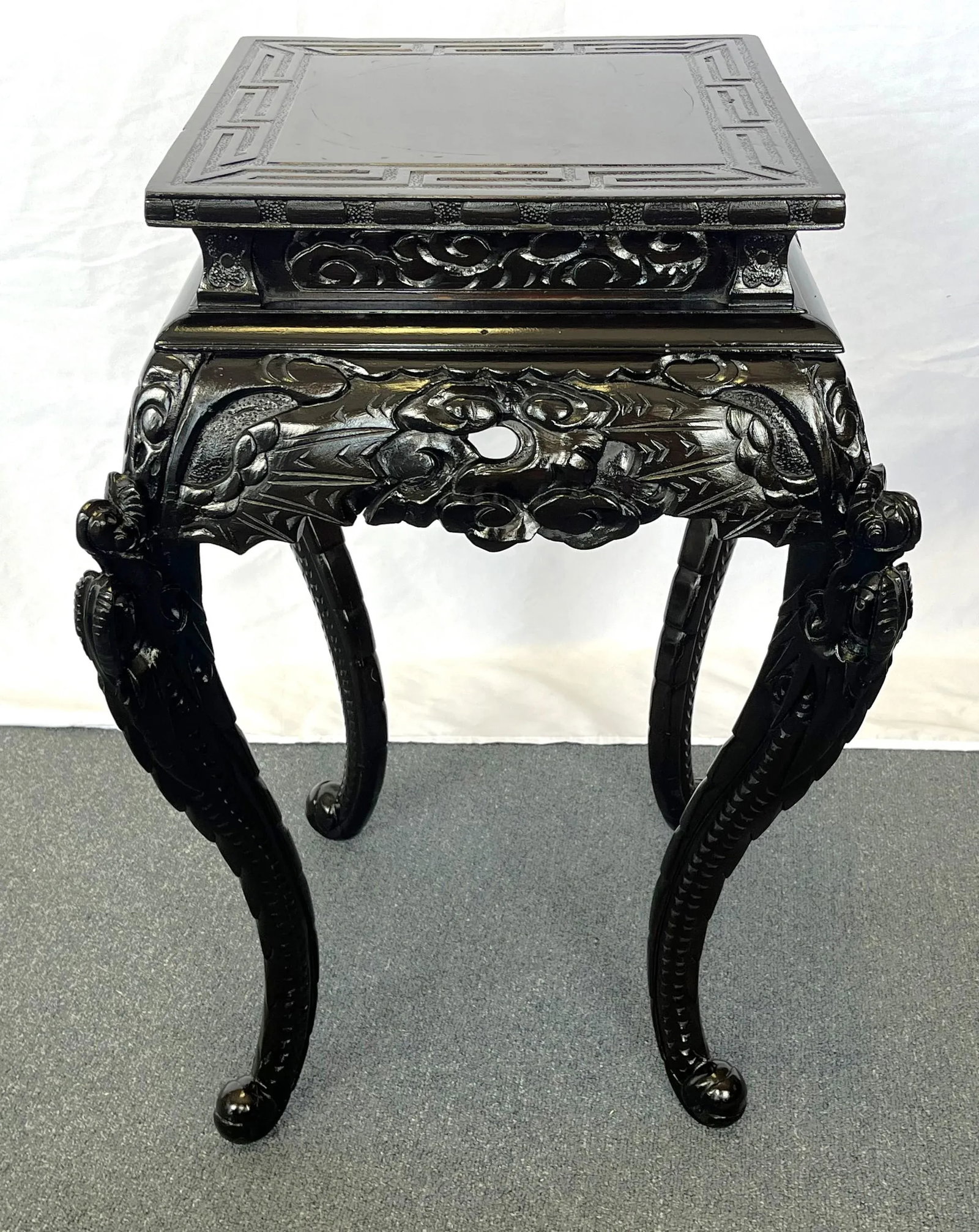 Antique Asian Carved Rosewood Jardiniere/ Plant Stand - 3