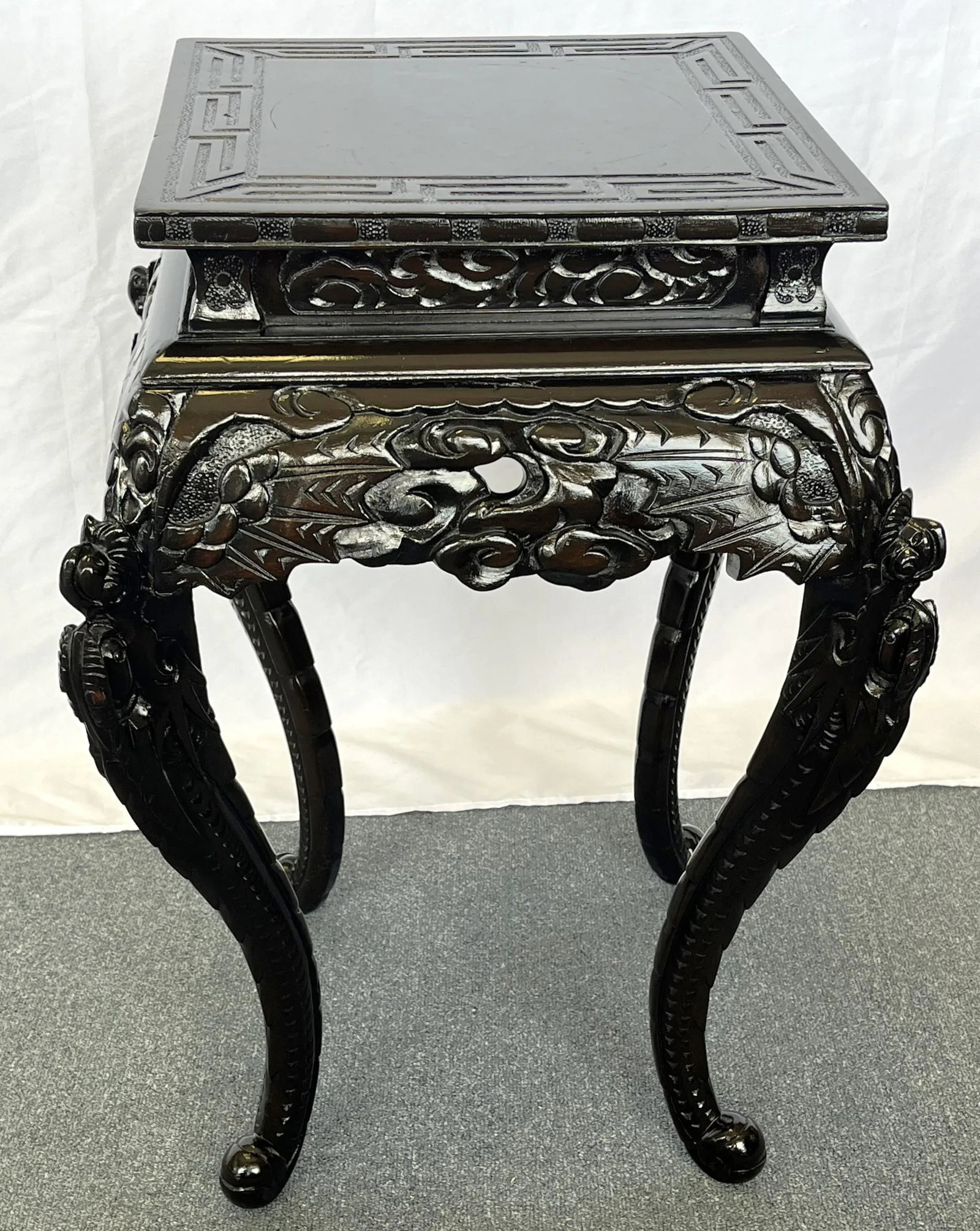 Antique Asian Carved Rosewood Jardiniere/ Plant Stand - 4