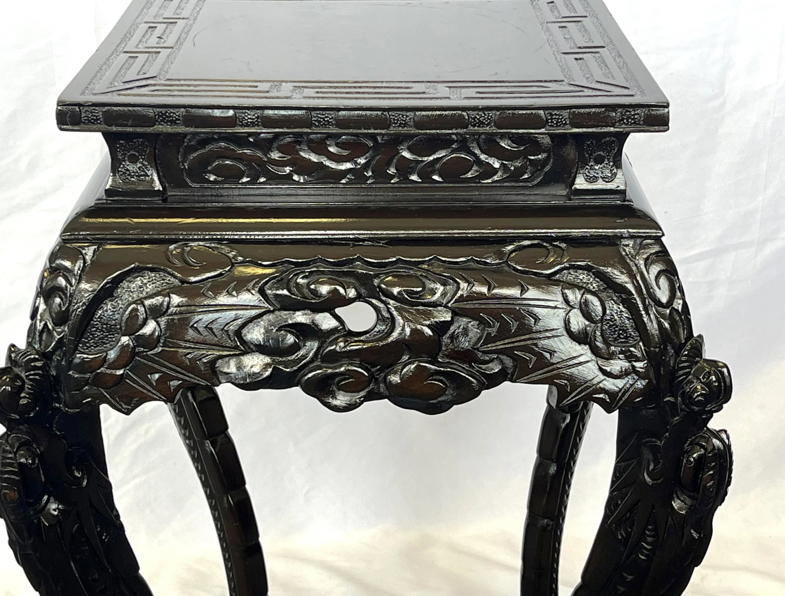 Antique Asian Carved Rosewood Jardiniere/ Plant Stand - 5