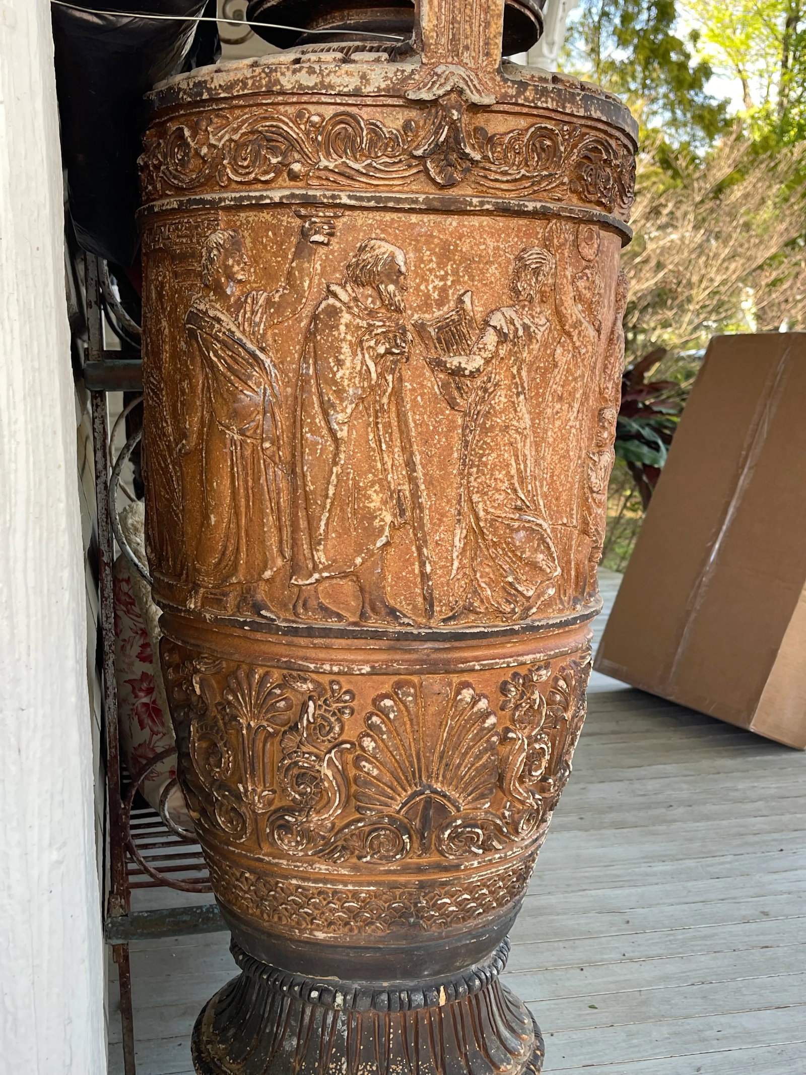 Pair Late 19th Century Monumental Neoclassical Amphora Garden Urns - Set of 2 - 2
