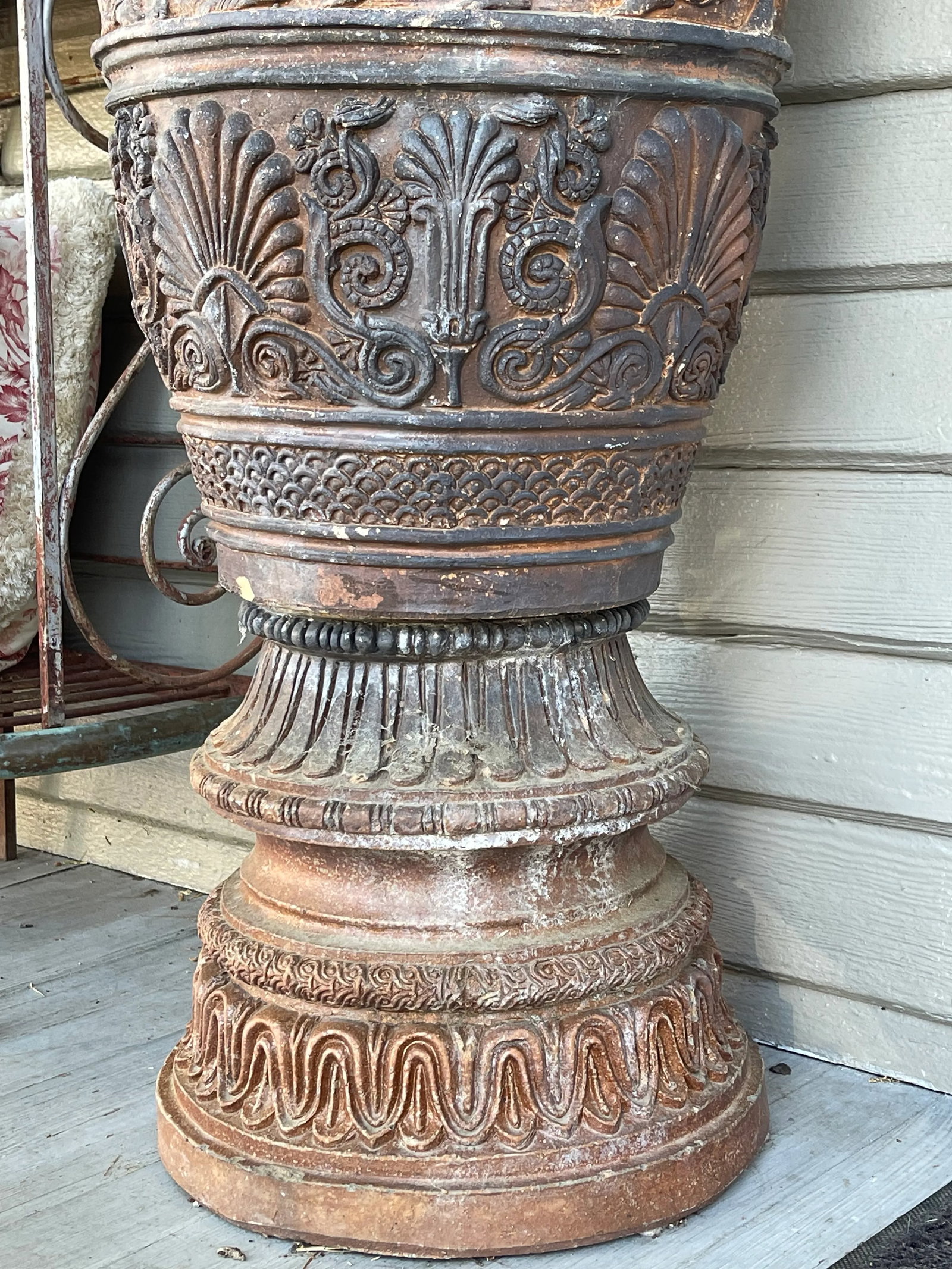 Pair Late 19th Century Monumental Neoclassical Amphora Garden Urns - Set of 2 - 4