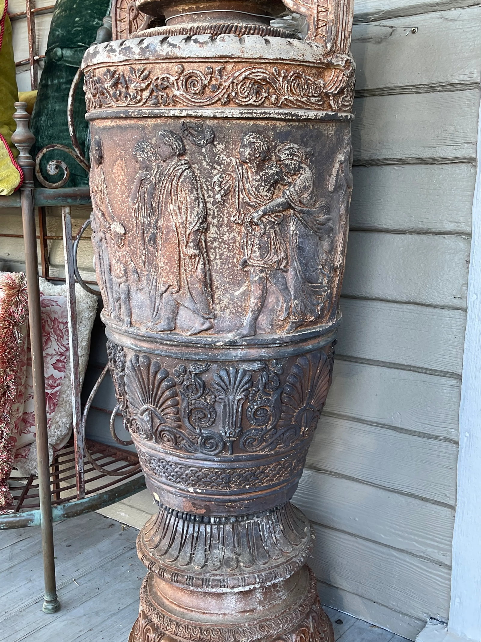 Pair Late 19th Century Monumental Neoclassical Amphora Garden Urns - Set of 2 - 5