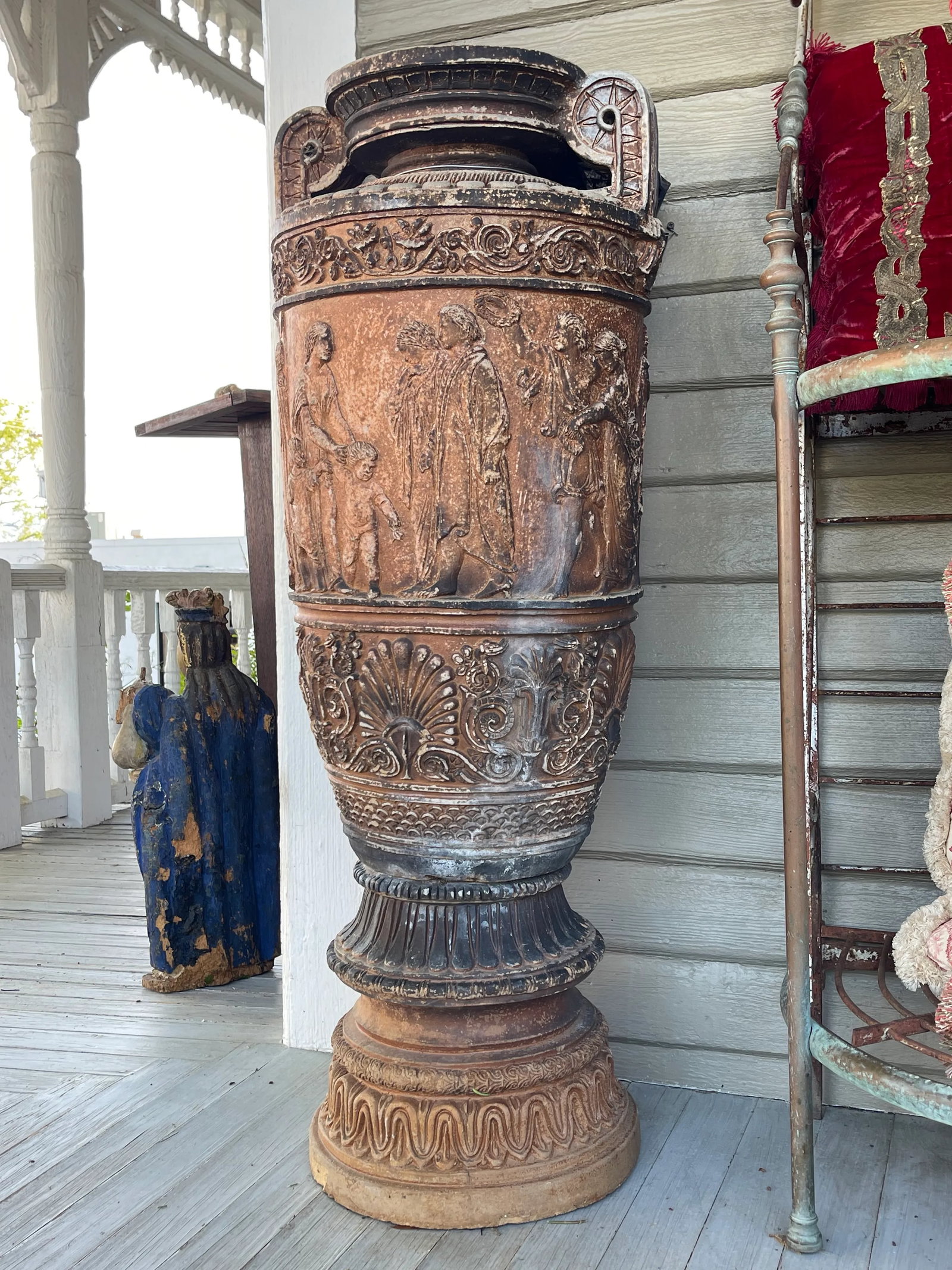 Pair Late 19th Century Monumental Neoclassical Amphora Garden Urns - Set of 2 - 8