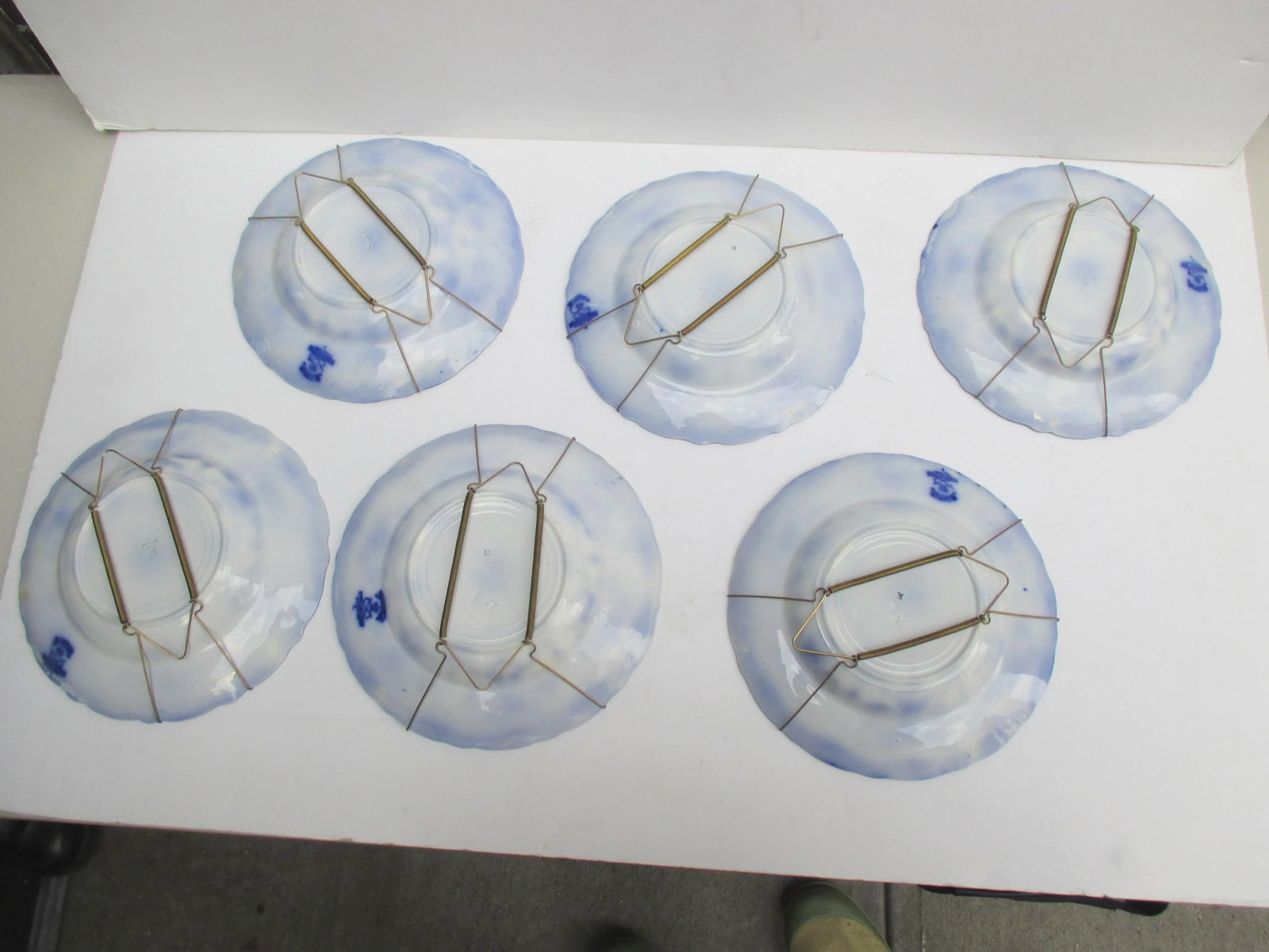 Art Nouveau New Wharf Pottery Flow Blue Transfer Conway -A Set of 6 - 6