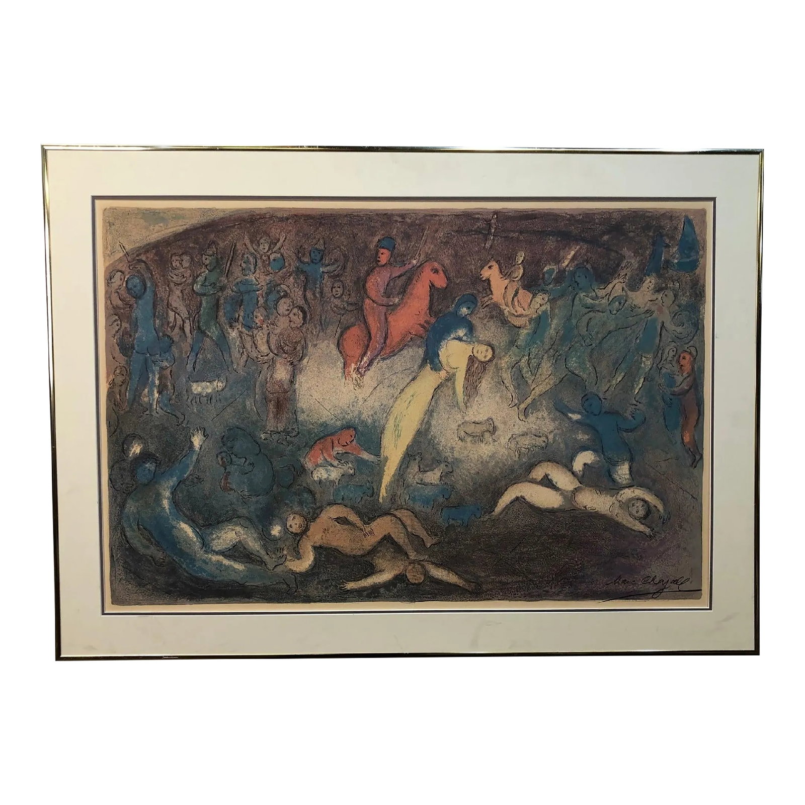 Marc Chagall Poster from 1970s, Framed: Marc Chagall Poster from 1970s - 36" x 26" It is a famous poster. Paper with no glass. Condition: Alterations: Original Condition Unaltered Imperfections: Some Imperfections Condition Notes: Good