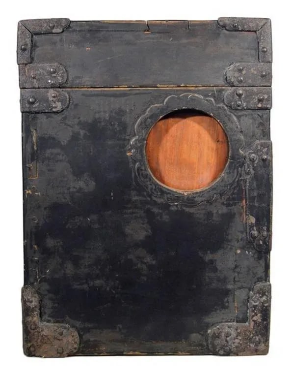 Antique Handmade Wood Money Box With Hardware From 19th Century, China - 3