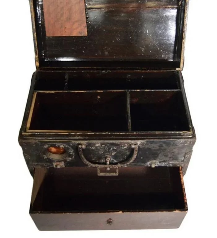 Antique Handmade Wood Money Box With Hardware From 19th Century, China - 4