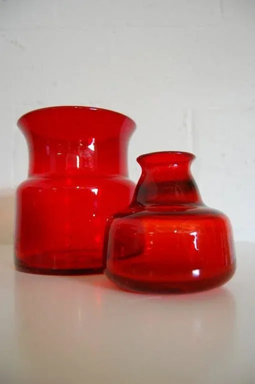 Vintage Erik Höglund Signed Ruby Red Swedish Art Glass Vase for Boda C. 1960 - 7