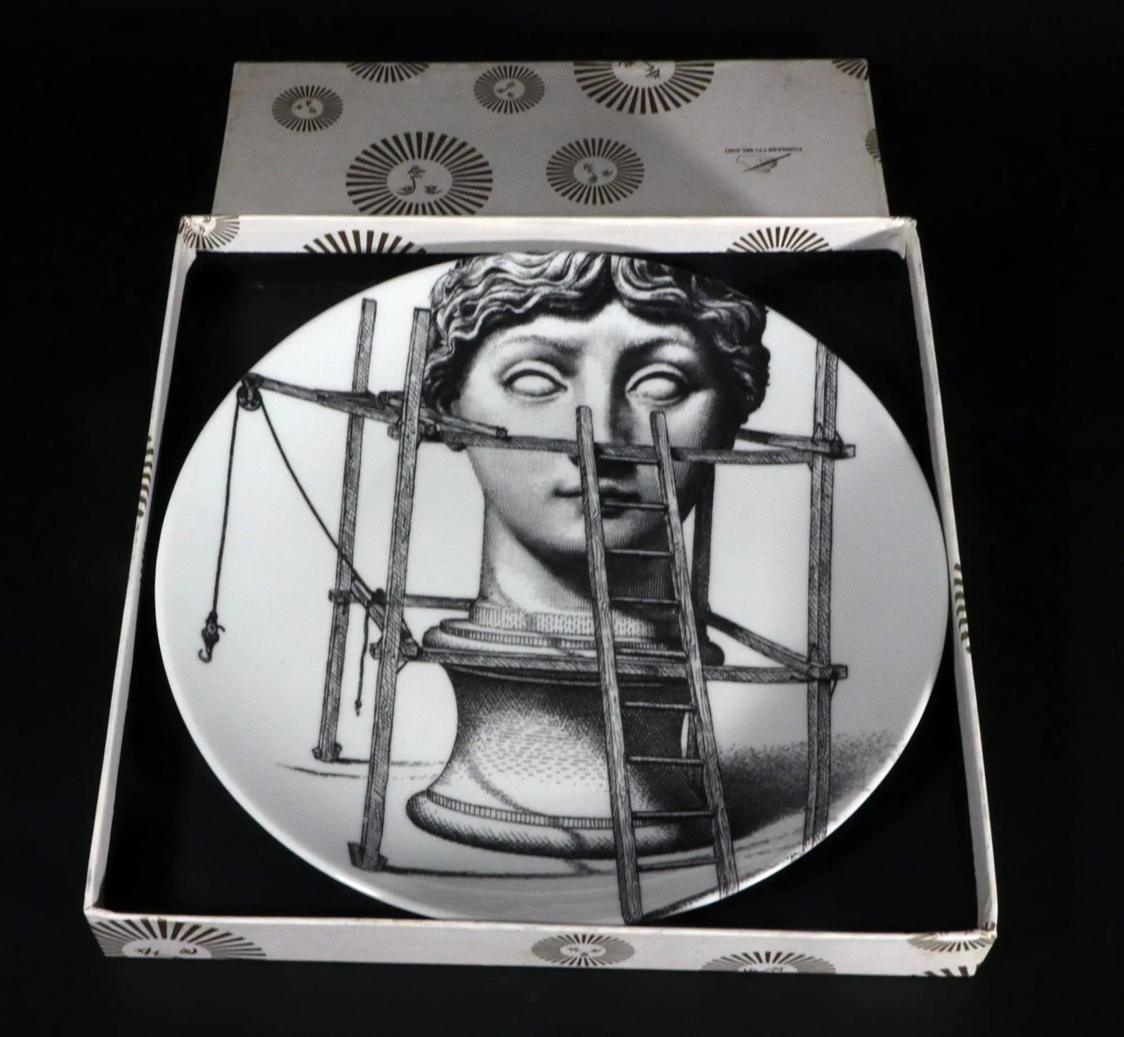 Fornasetti Themes & Variation Porcelain Plate, Number 200 - 3