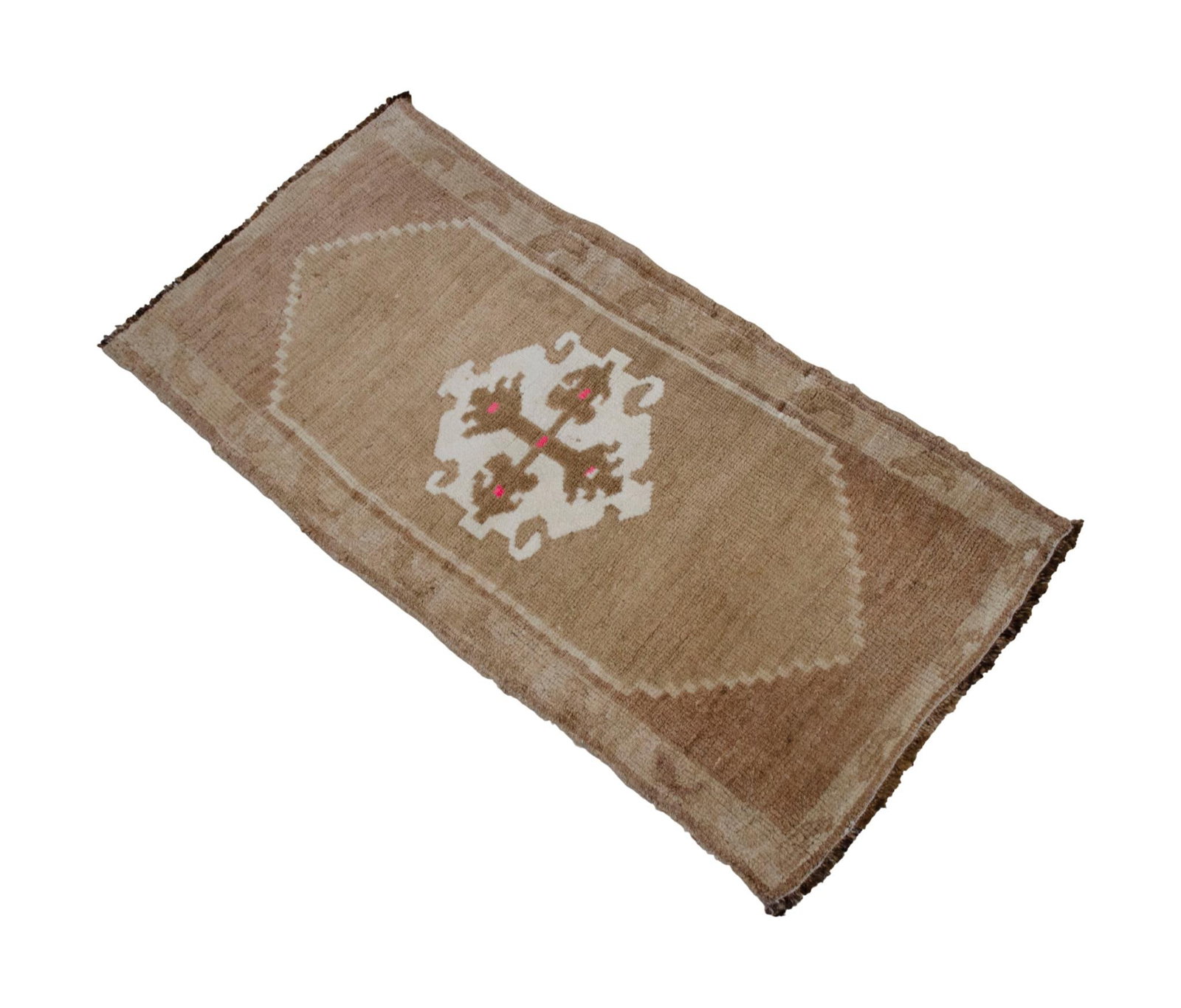 Small Turkish Rug Yastik Hand Knotted Undyed Organic Wool Petite Rug Mat Doormat - 19'' X 39'' - 4