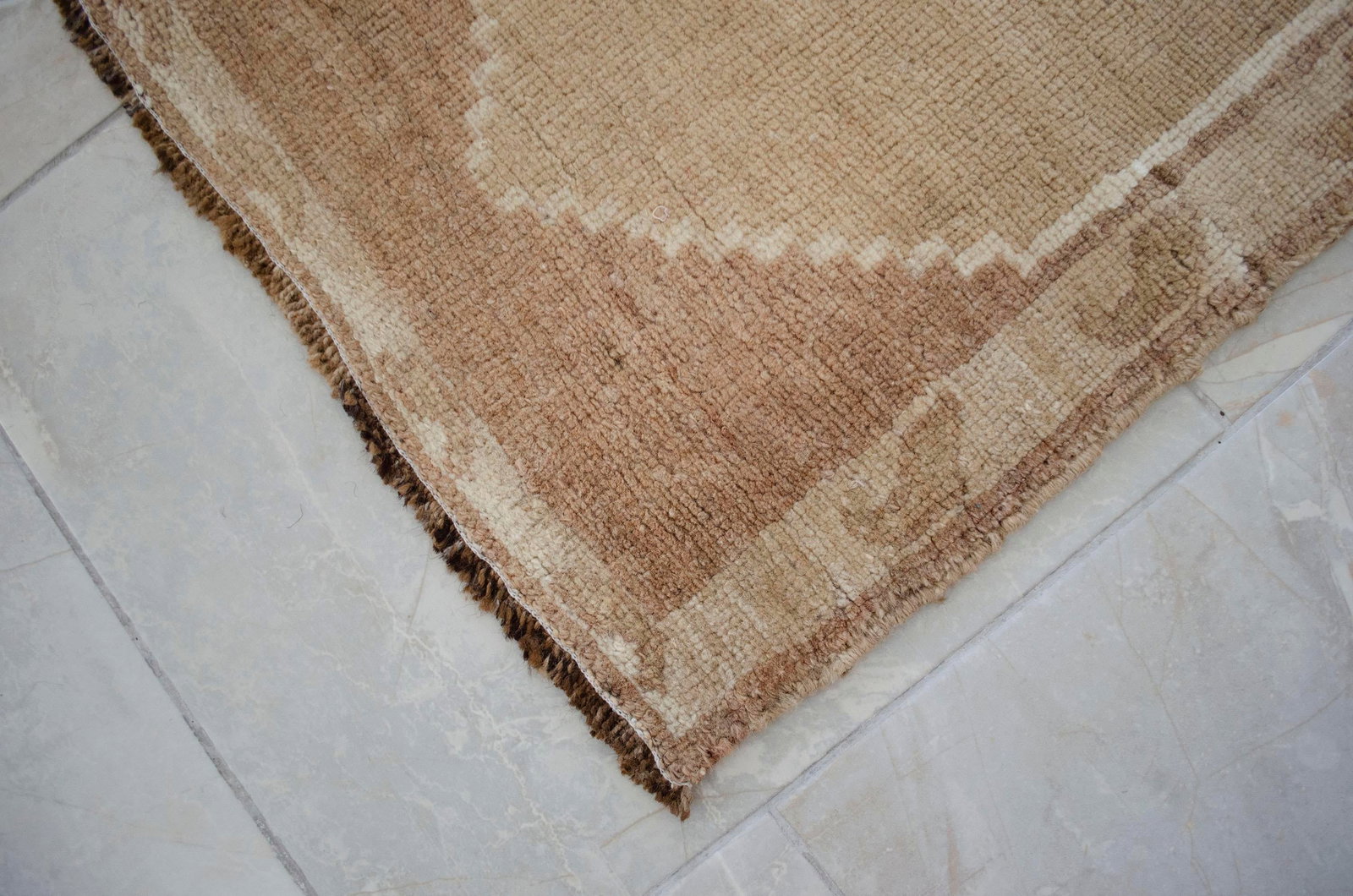 Small Turkish Rug Yastik Hand Knotted Undyed Organic Wool Petite Rug Mat Doormat - 19'' X 39'' - 7