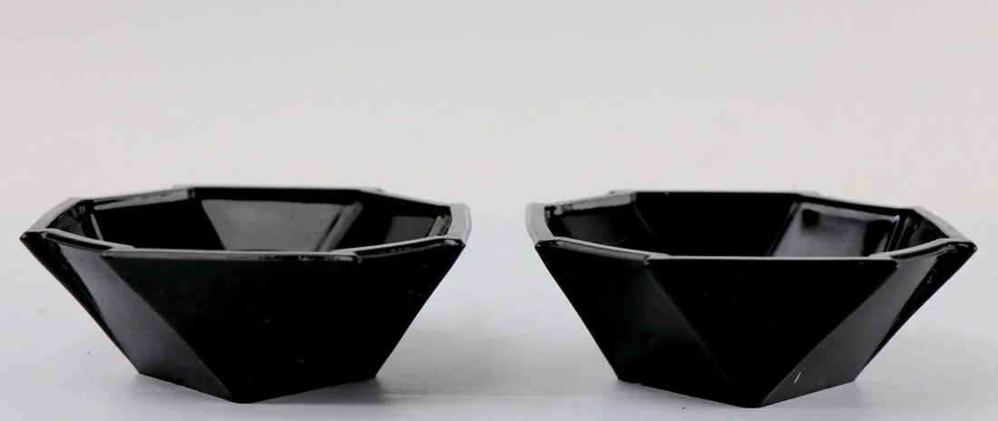 Vintage Black Sakier for Fostoria Art Deco Geometric Candlesticks - a Pair - 7