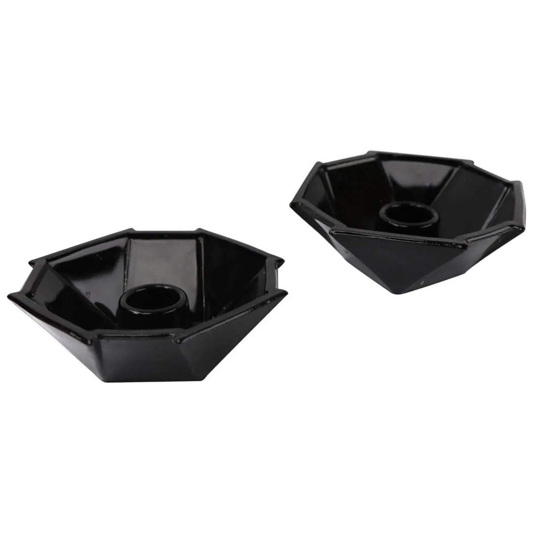 Vintage Black Sakier for Fostoria Art Deco Geometric Candlesticks - a Pair - 8