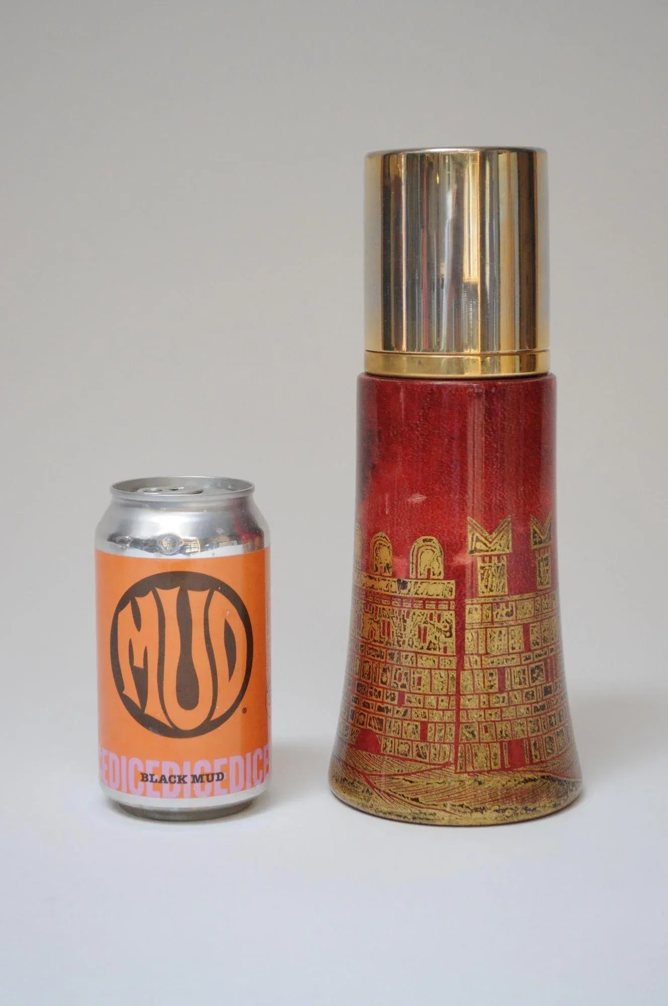 Vintage Italian Dyed Red Goatskin and Brass Cocktail Shaker by Aldo Tura - 3