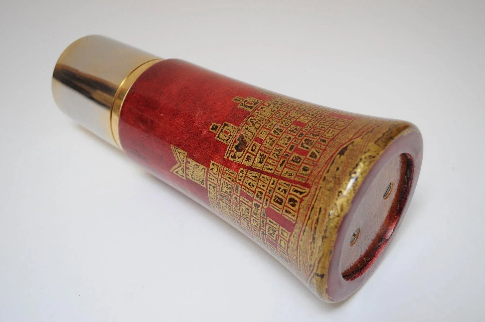 Vintage Italian Dyed Red Goatskin and Brass Cocktail Shaker by Aldo Tura - 4