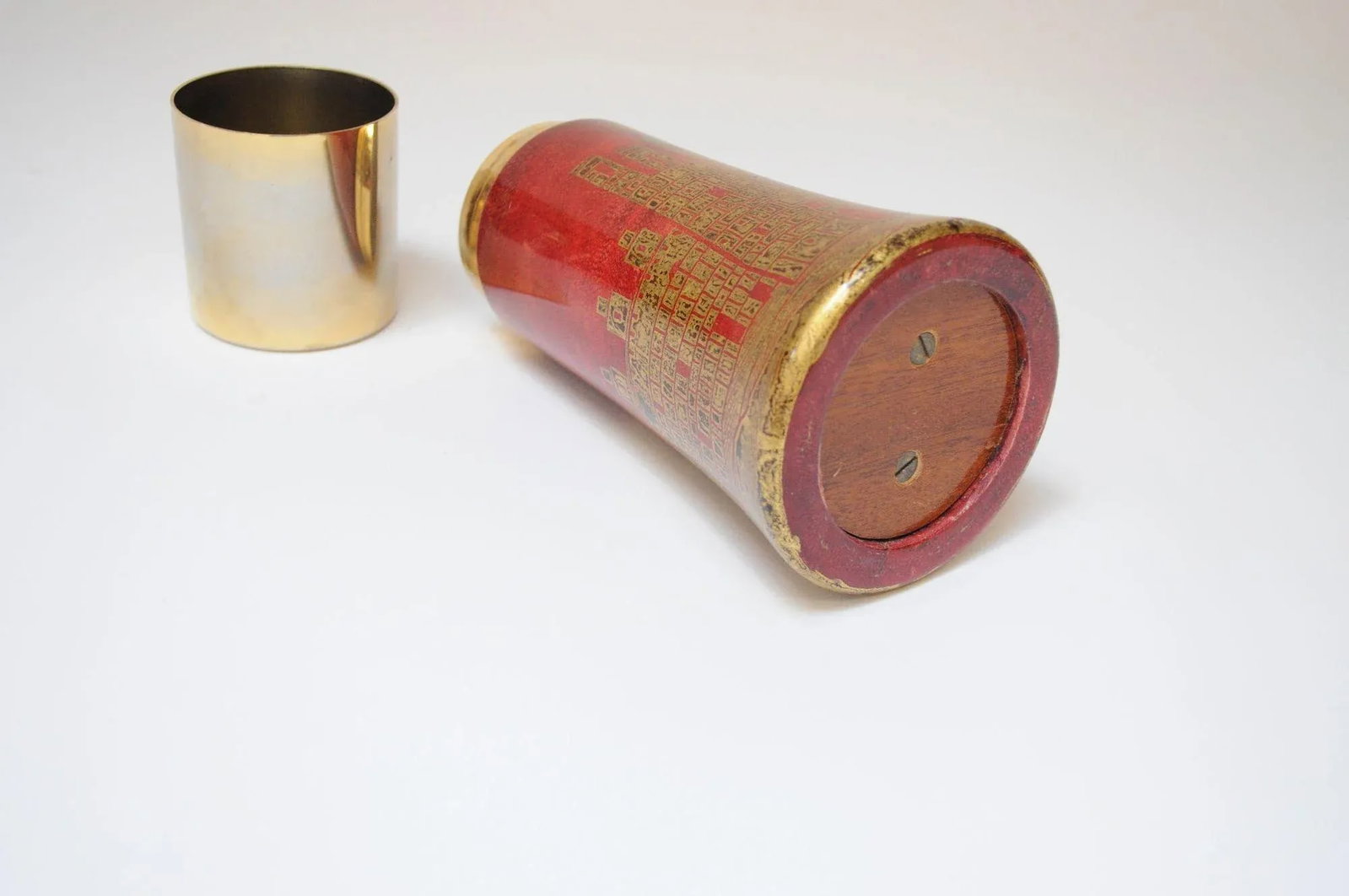 Vintage Italian Dyed Red Goatskin and Brass Cocktail Shaker by Aldo Tura - 5