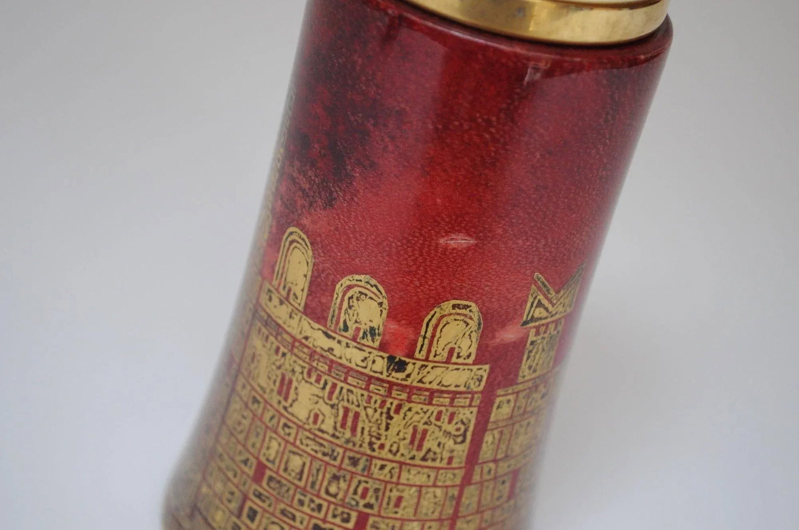 Vintage Italian Dyed Red Goatskin and Brass Cocktail Shaker by Aldo Tura - 9