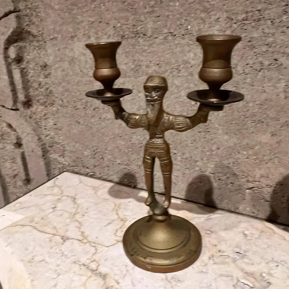 Antique Pair Brass Double Candlestick Holders Russian Candelabra - 3
