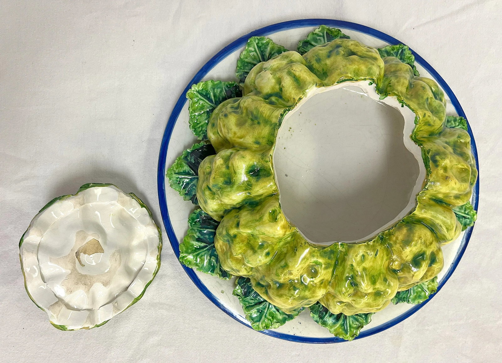 Vintage Italian Majolica Ceramic Lidded Squash Serving Dish - 6